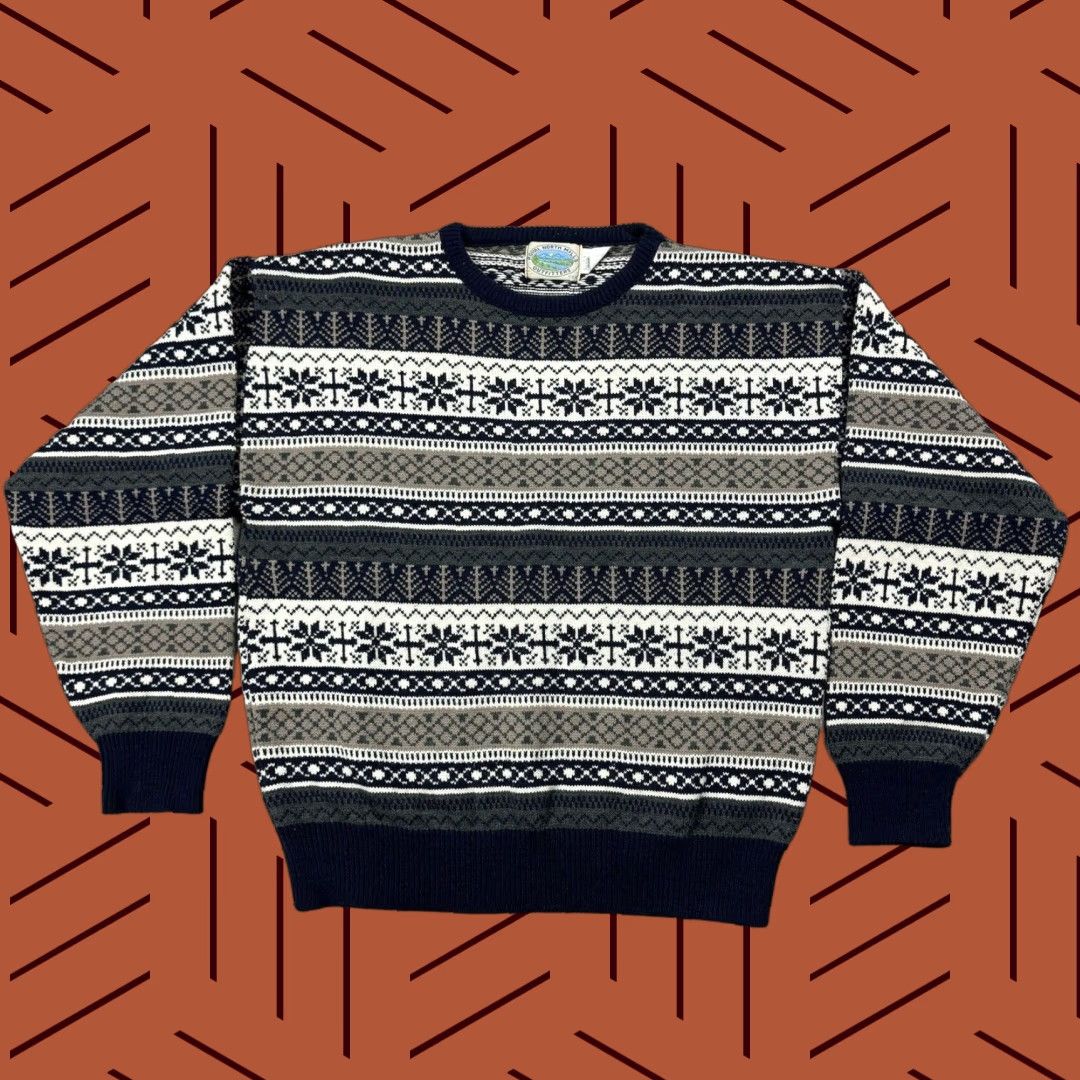 Vintage VTG Royal North Mills Fair Isle Wool Blend Cardigan Mens Large Grey Knit Pullover 90s 80s Vintage USA Made Cardigan Mens Large Gray Blue Size US L / EU 52-54 / 3 - 1 Thumbnail