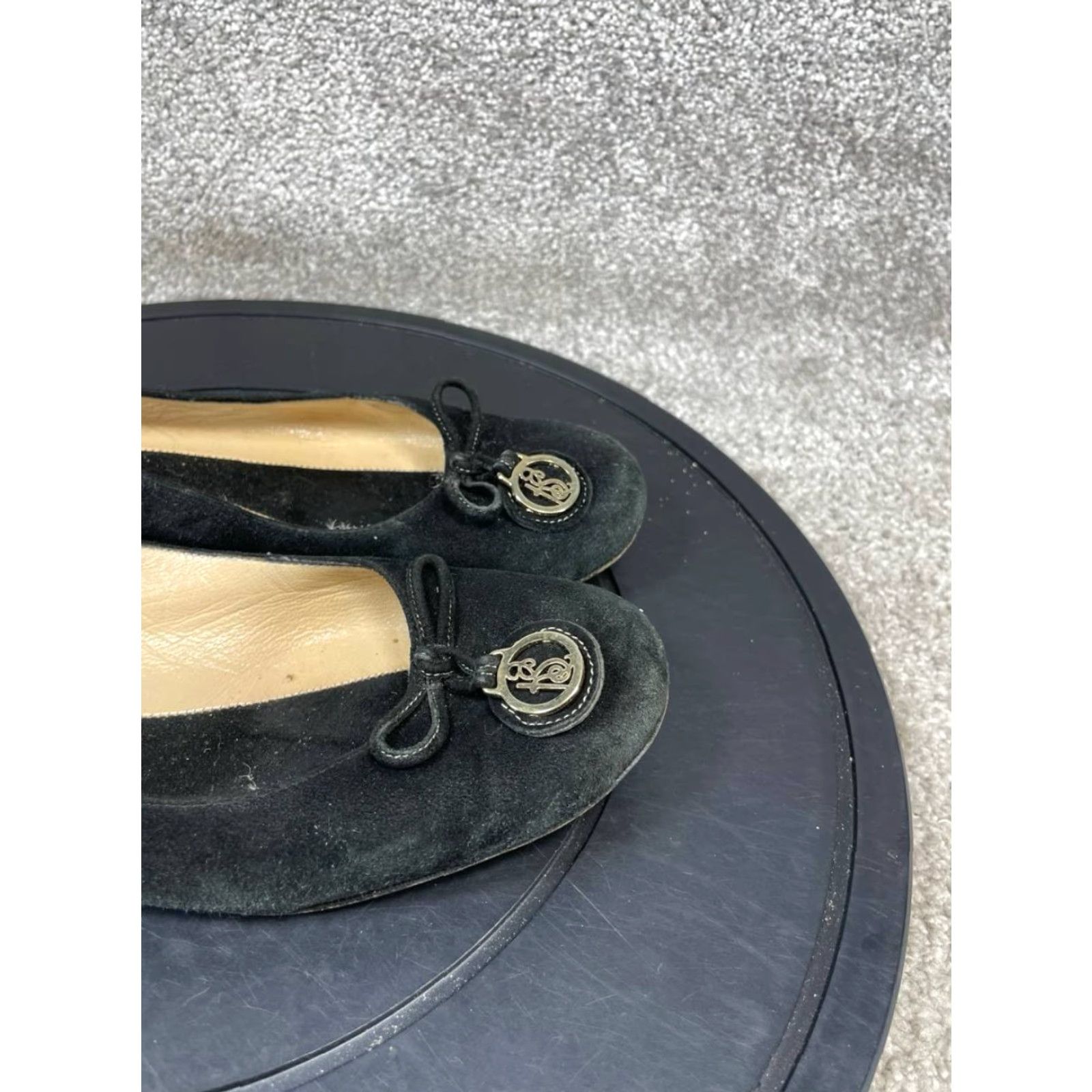 Vintage kate spade new york flats Womens 7.5 B Ballet Black Suede Bow Round Toe Slip On Shoes Size US 5.5 / IT 35.5 - 2 Thumbnail