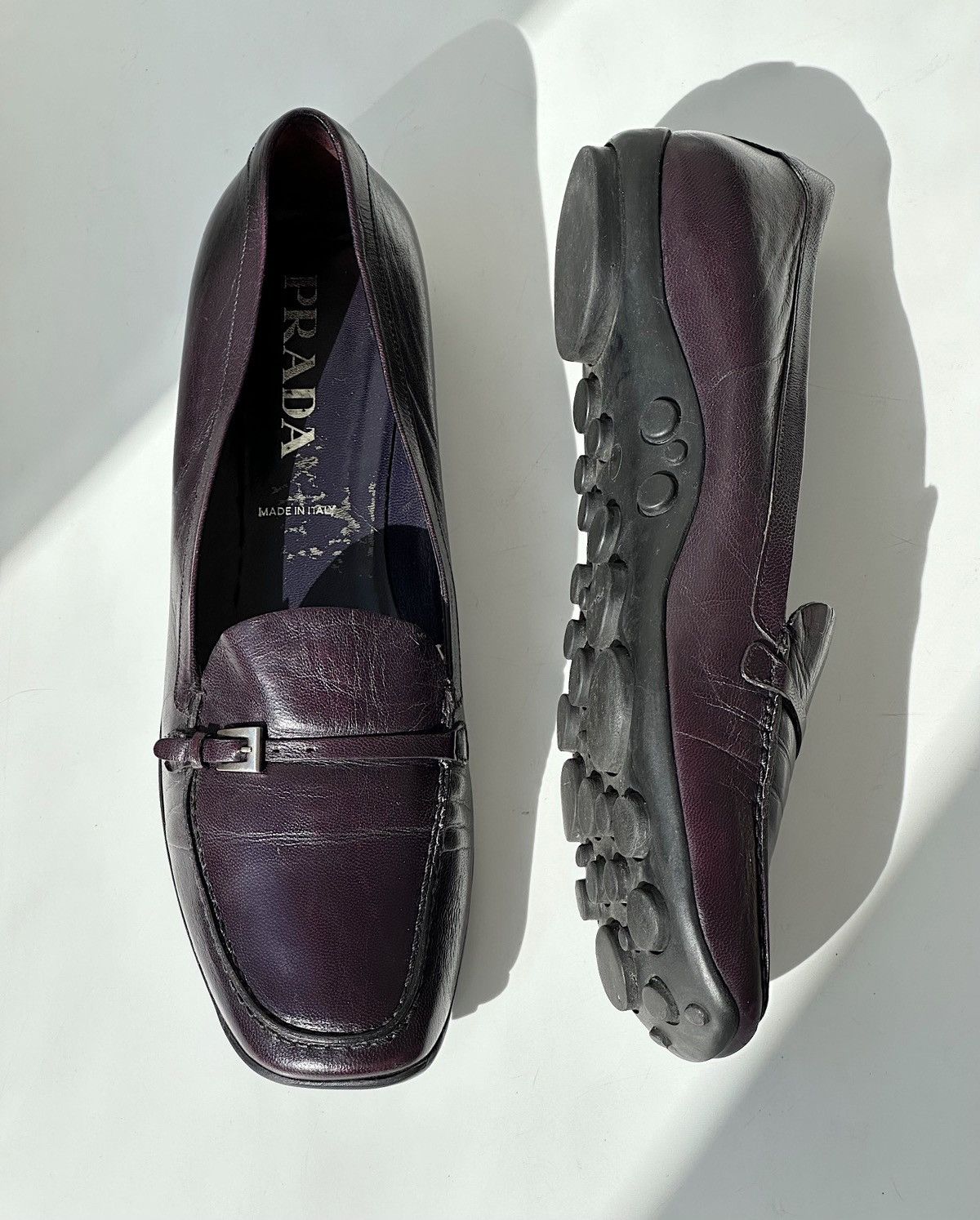 Prada *sz40* PRADA 2000’s Bubble Sole Purple Leather Loafers shoes Size US 10 / IT 40 - 2 Thumbnail