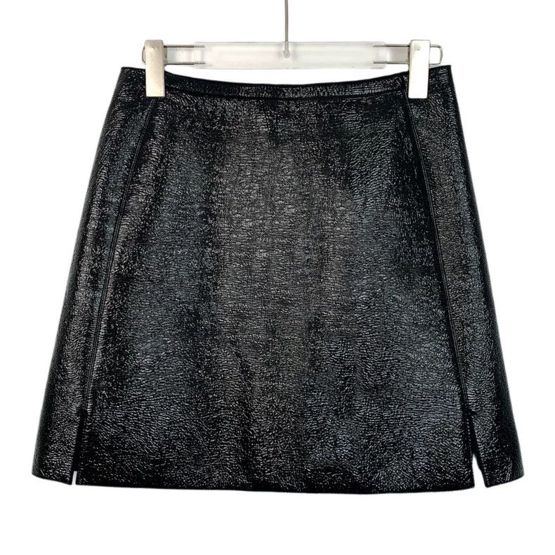 Louis Vuitton Louis Vuitton Black cotton zip-up casual leather skirt Size 35" - 2 Thumbnail