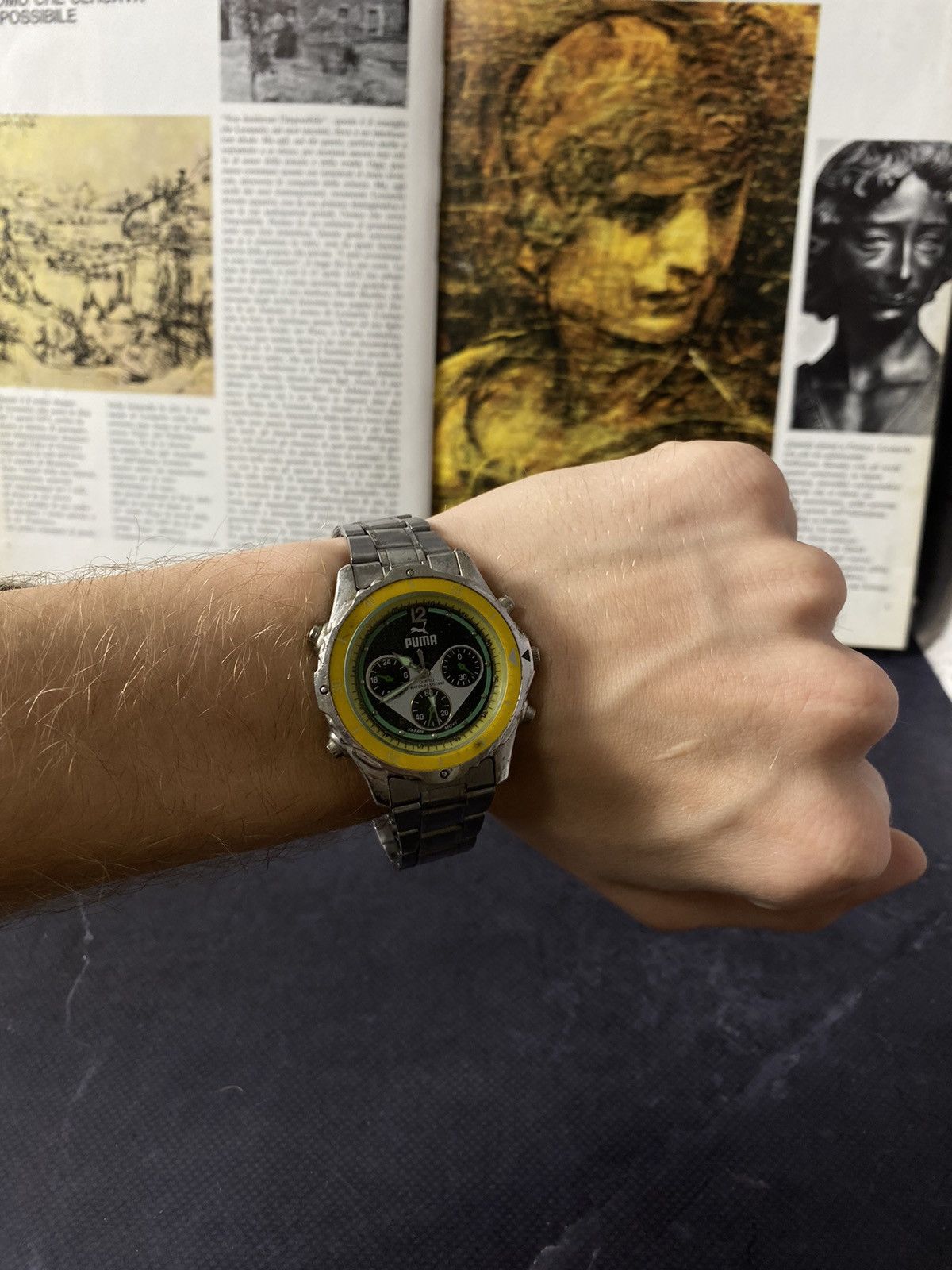 Jewelry Vintage Puma Watch with Vibrant Yellow Bezel Size ONE SIZE - 1 Thumbnail
