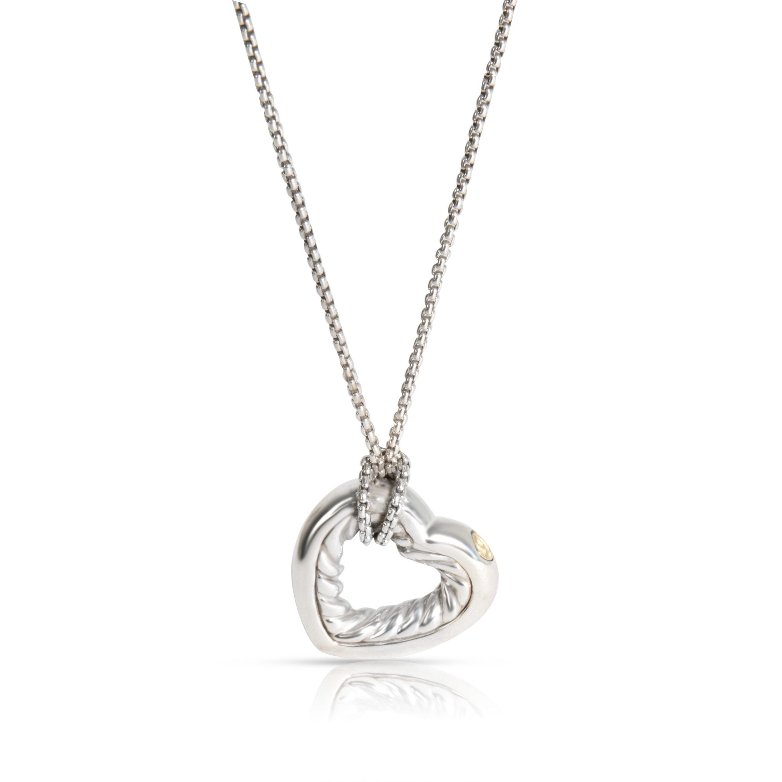 David Yurman Cable Heart Pendant in Sterling Silver on a Petite Box Chain