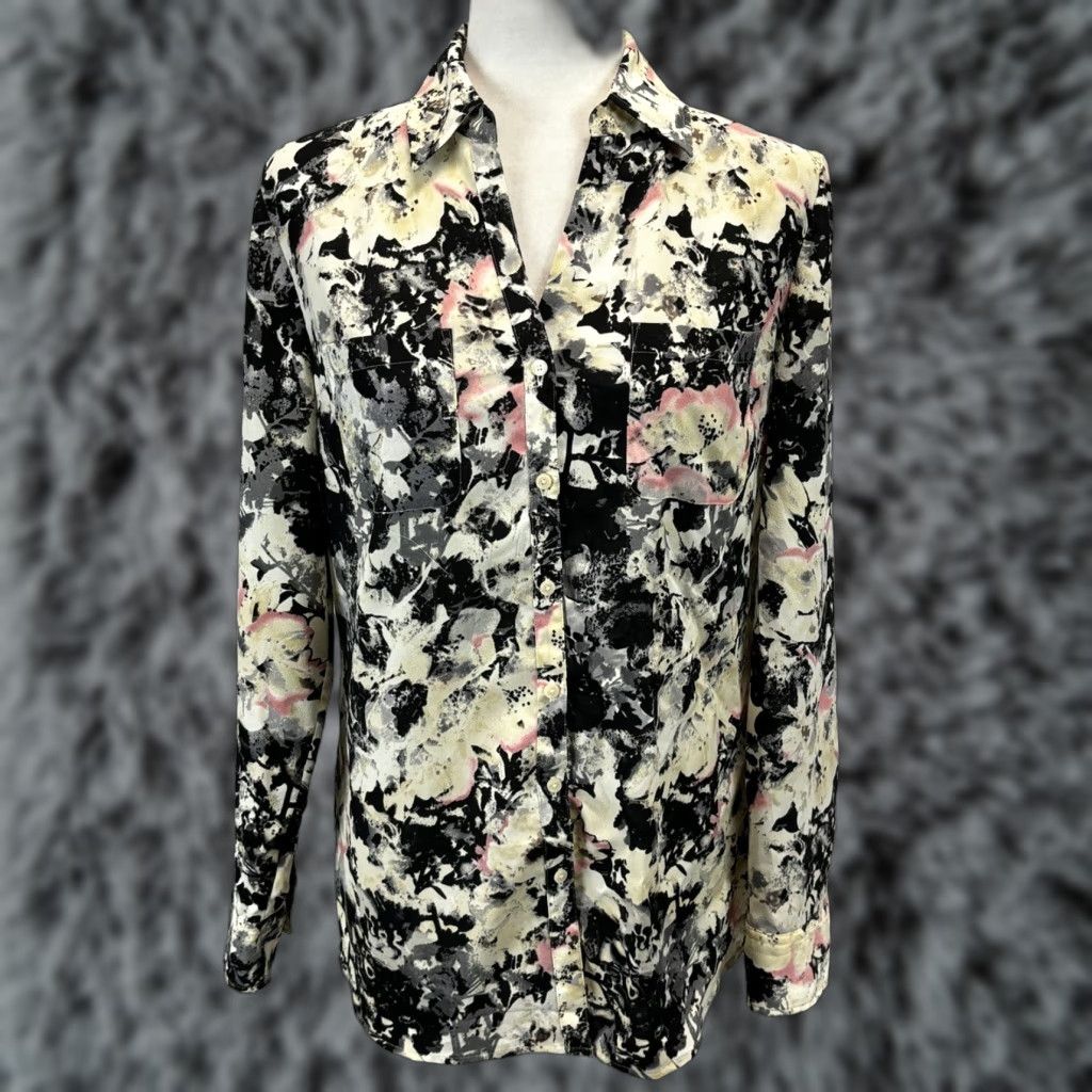 Talbots Talbots Floral Button Up Blouse Shirt 10 VGUC Women’s Multicolor Polyester Long Sleeve Collared Regular Button-Up Size L / US 10 / IT 46 - 1 Thumbnail