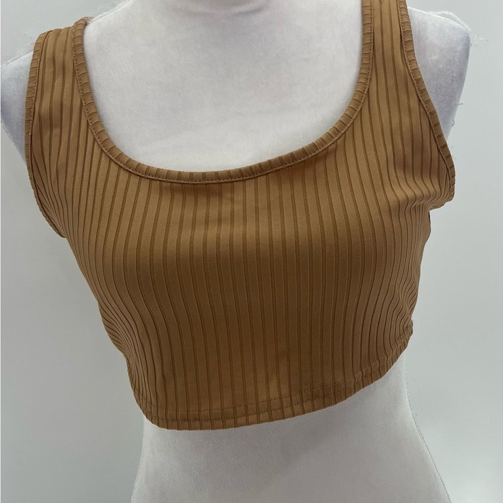 Boohoo Boohoo Tan Ribbed Knit Scooped Cropped Tank Top Size 12 NWT Size XL / US 12-14 / IT 48-50 - 3 Thumbnail