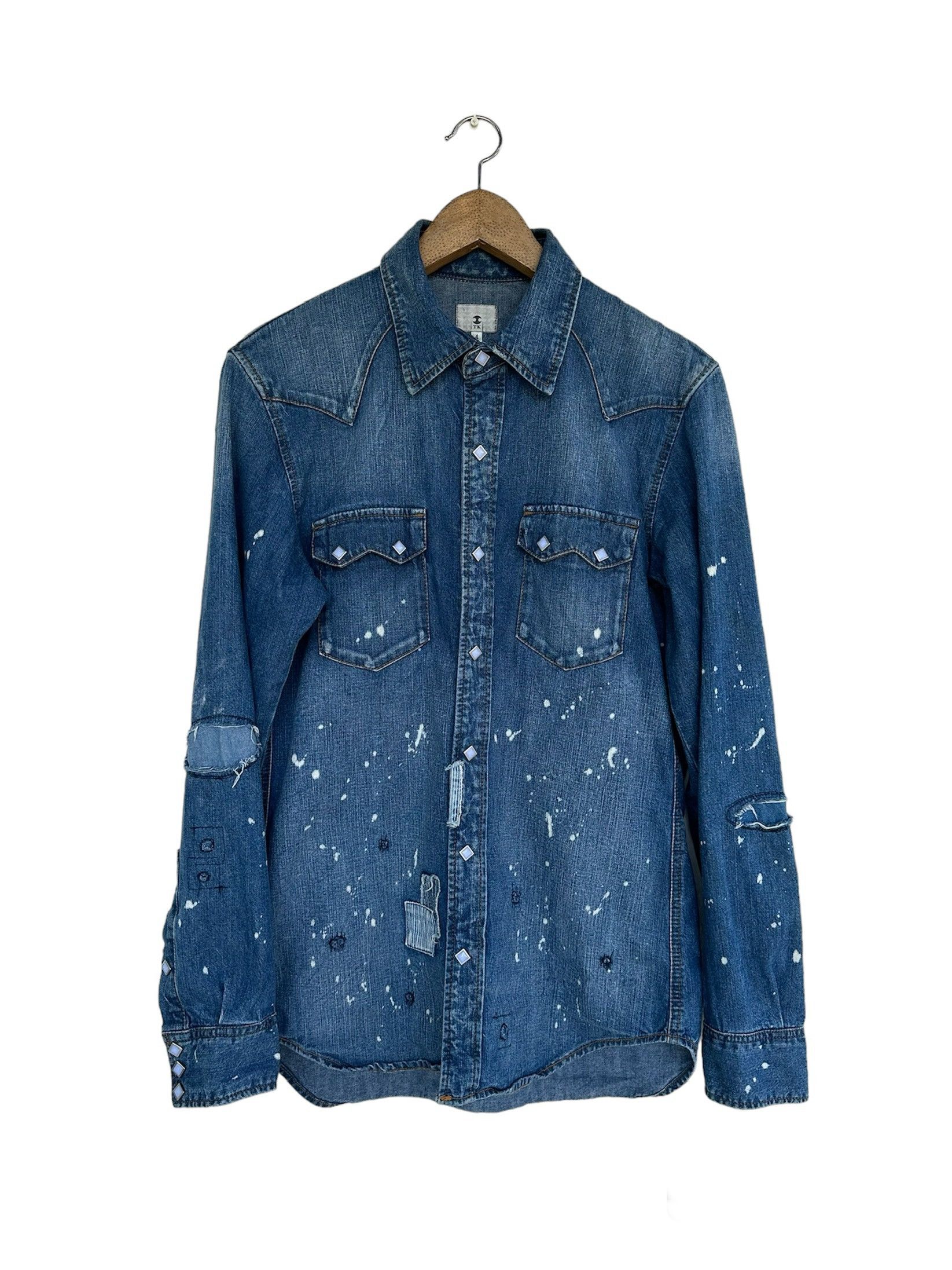 Takeo Kikuchi Vintage TK Paint Splatter Patchwork Western Shirt Size US L / EU 52-54 / 3 - 1 Thumbnail