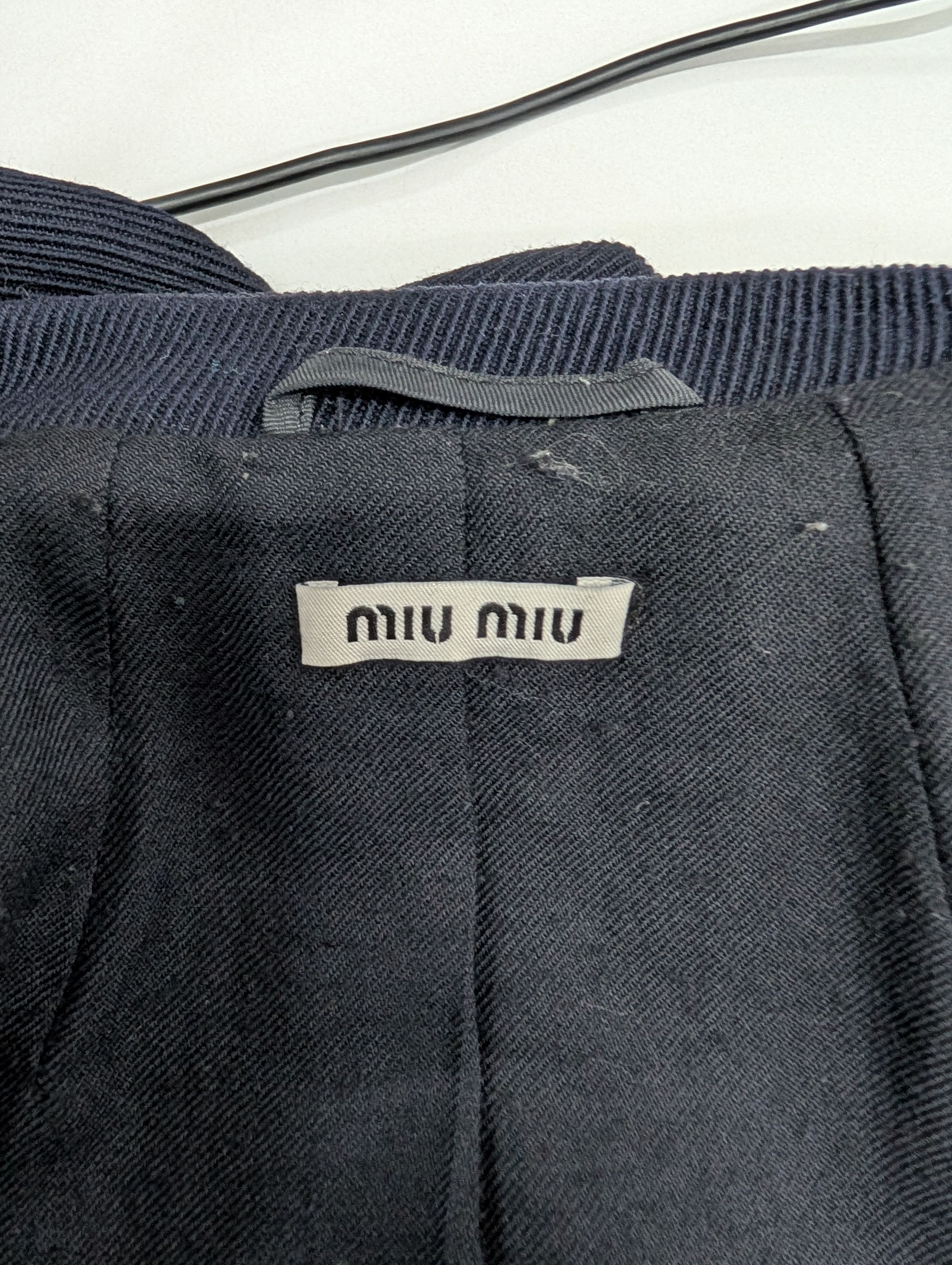 Miu Miu Navy Blue Wool Jacket With Ruffles Size S / US 4 / IT 40 - 4 Thumbnail