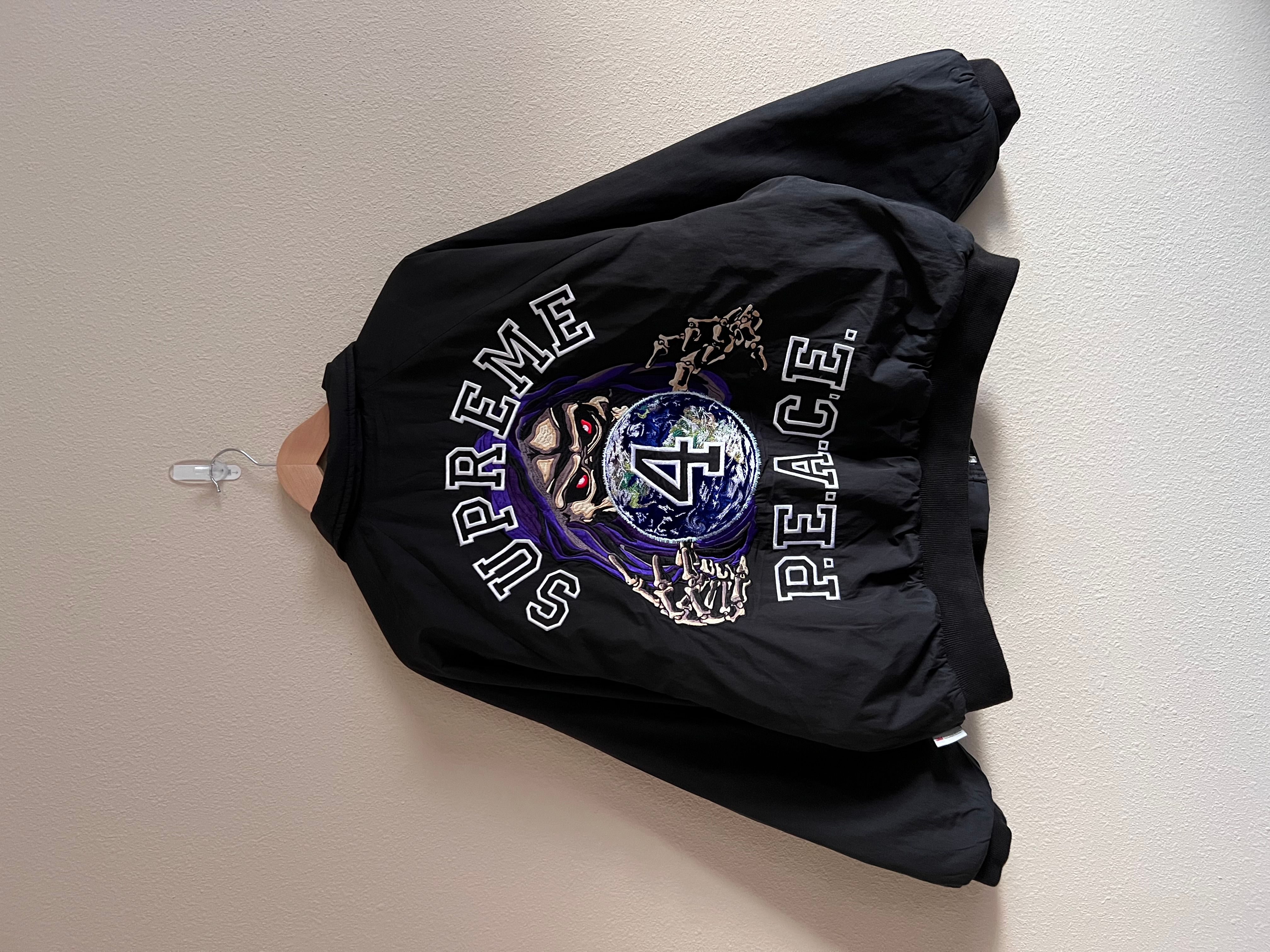 Pre-owned Supreme Peace Embroidered Work Jacket In Black