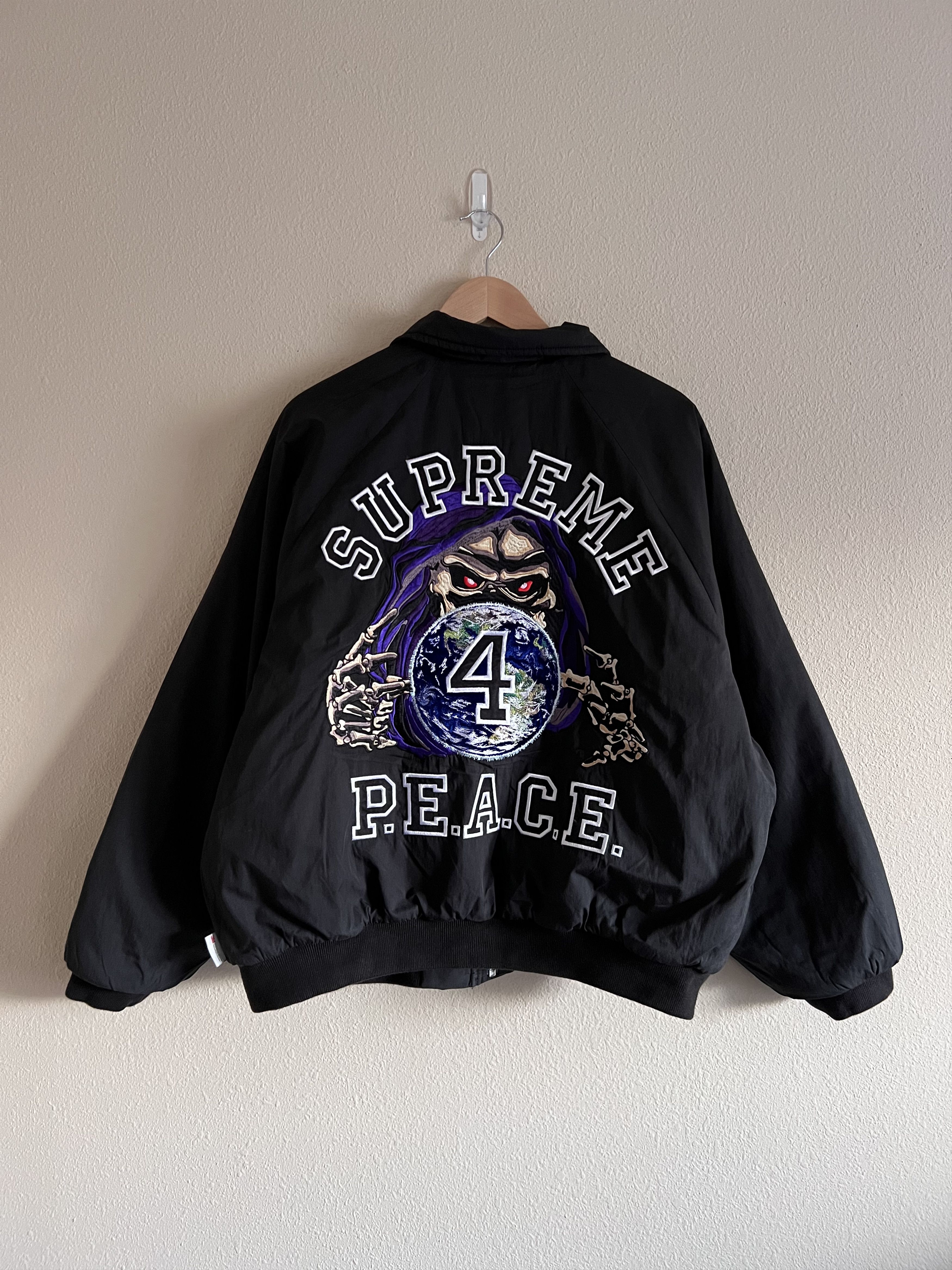 image of Supreme Peace Embroidered Work Jacket In Black, Men's (Size Large)