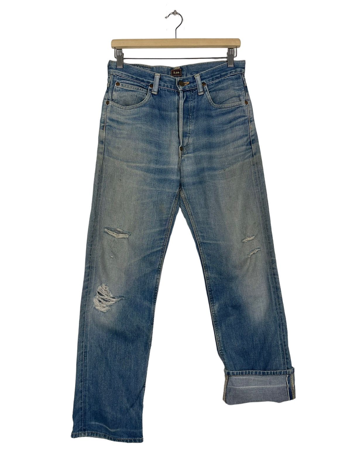 Japanese Brand × Lee × Vintage Vintage Union Made Lee Ripped Denim Jeans Button Fly Size US 30 / EU 46 - 10 Thumbnail