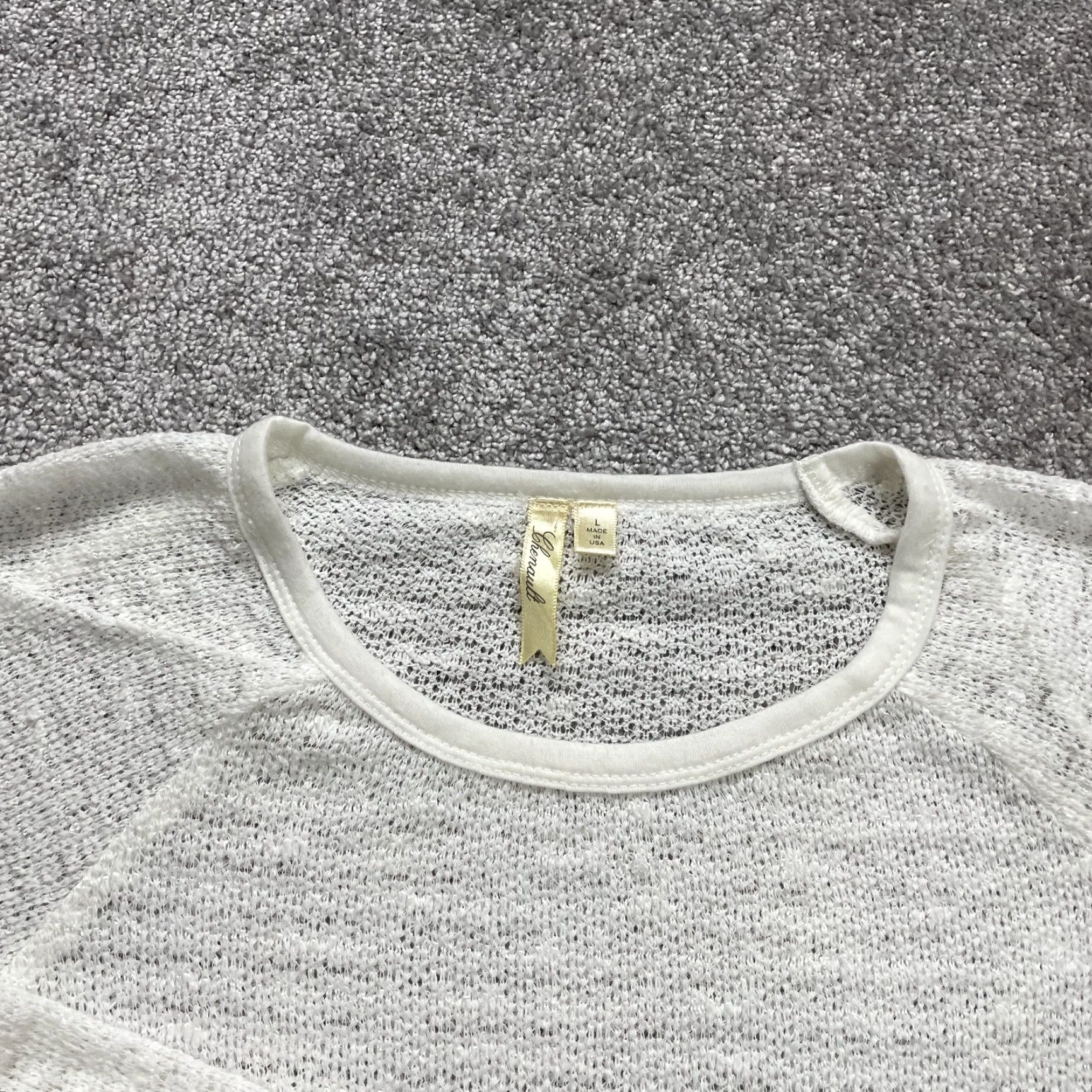 Vintage Chenault Tunic Blouse Women L White Lace Knit Long Sleeve Lightweight Shirt Size L / US 10 / IT 46 - 3 Thumbnail