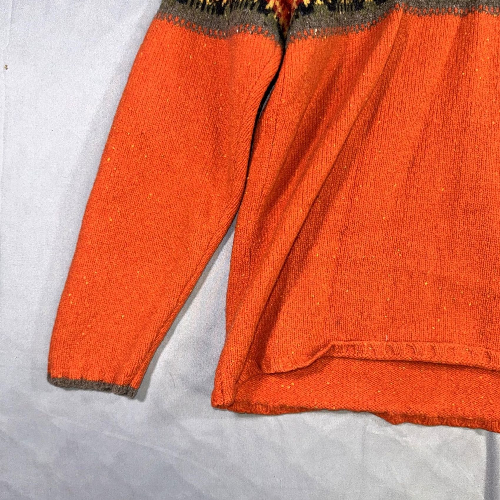 Eddie Bauer Eddie Bauer Sweater Womens Large Orange Lambswool Fair Isle V Neck Pullover Size L / US 10 / IT 46 - 6 Thumbnail