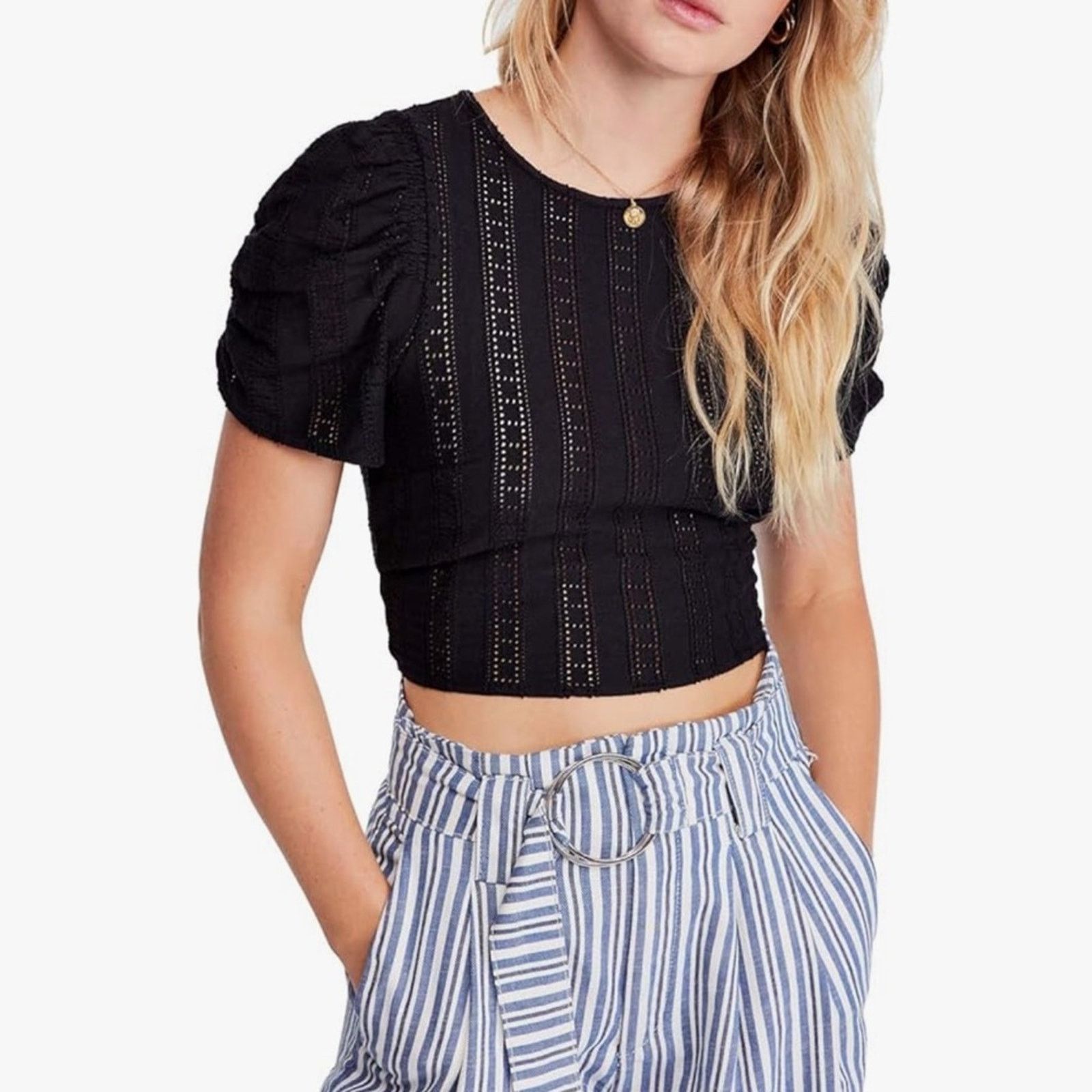 Free People Free People Star Struck Tee – Black – Size M – EUC Size M / US 6-8 / IT 42-44 - 2 Thumbnail