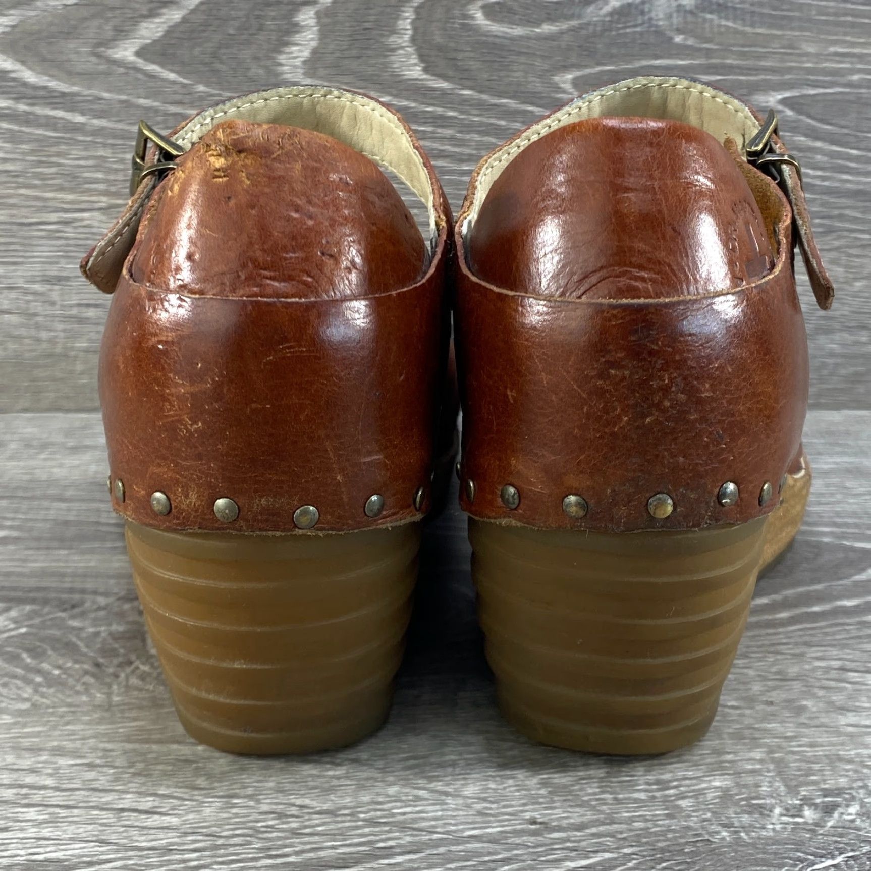 Dr. Martens VINTAGE Dr Martens Doc Drew Wedge Brown Leather Mary Jane Stud Platform Shoes - Womens 7 Size US 5 / IT 35 - 6 Thumbnail