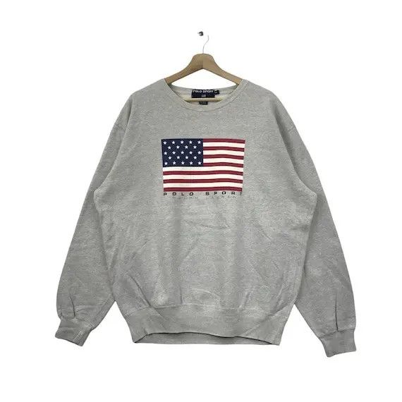 Polo Ralph Lauren Vtg 90’ POLO SPORT USA Flag Ralph Lauren Sweatshirt Pullover Size US M / EU 48-50 / 2 - 1 Thumbnail