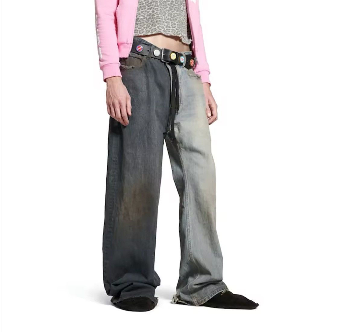 Vintage Spliced Patchwork Baggy Jeans Size US 33 - 1 Thumbnail