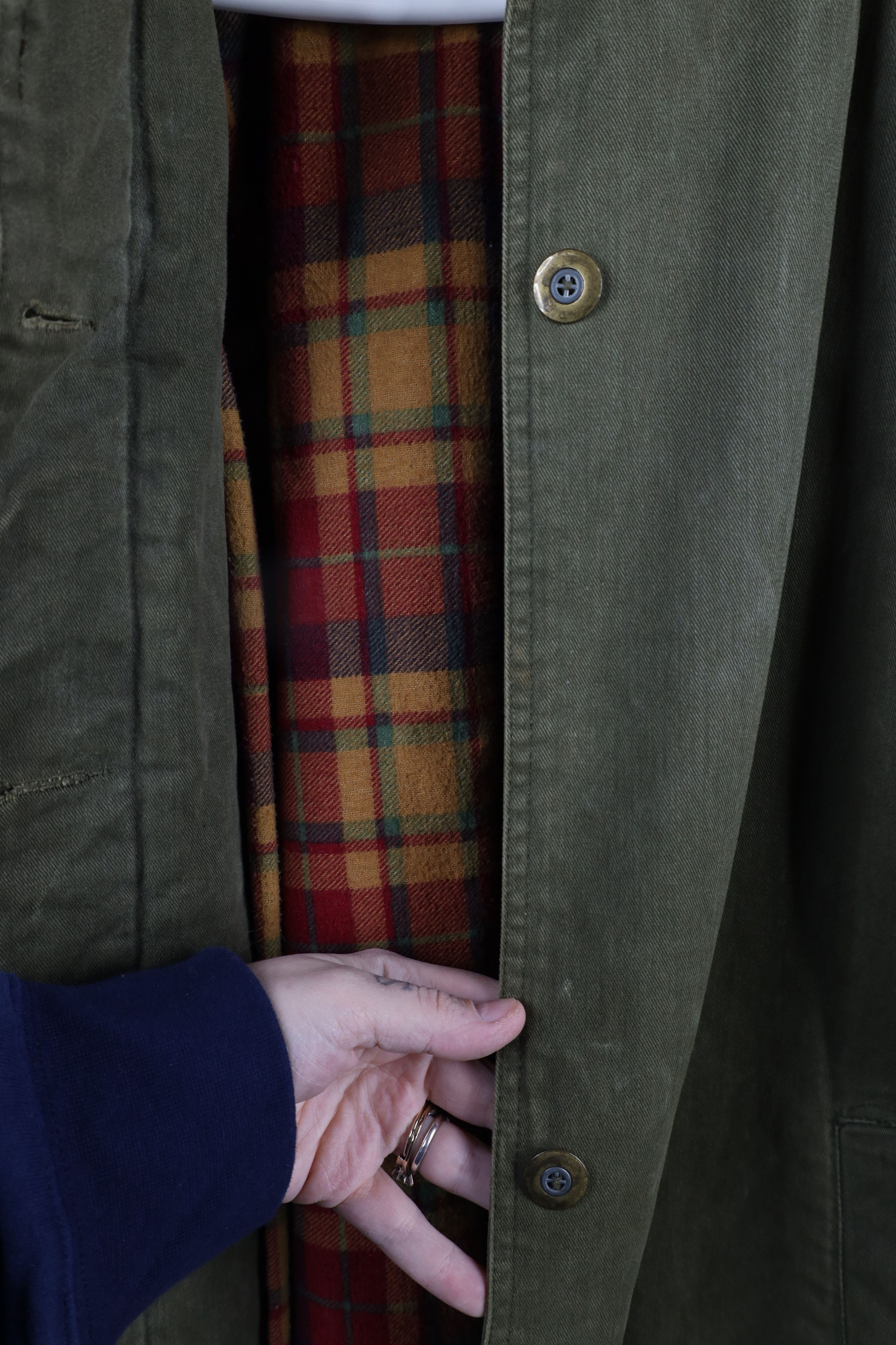 Vintage Vintage 90s Streetwear Leather Collar Flannel Lined Jacket Size S / US 4 / IT 40 - 10 Thumbnail