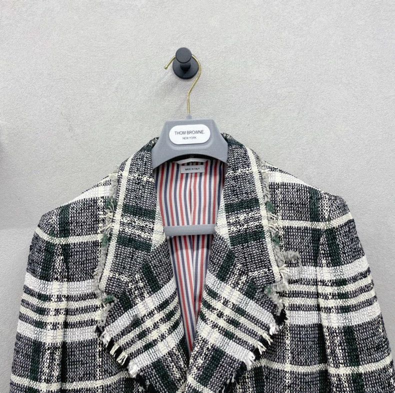 Thom Browne Thom Browne Green check tweed coat Size 38S - 3 Thumbnail