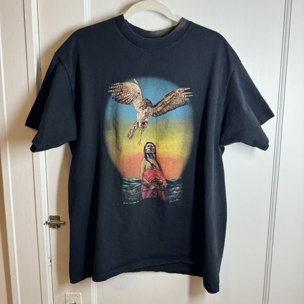 Vintage Vintage Faded Native American/Hawk/Sunset Shirt Size US XL / EU 56 / 4 - 1 Thumbnail