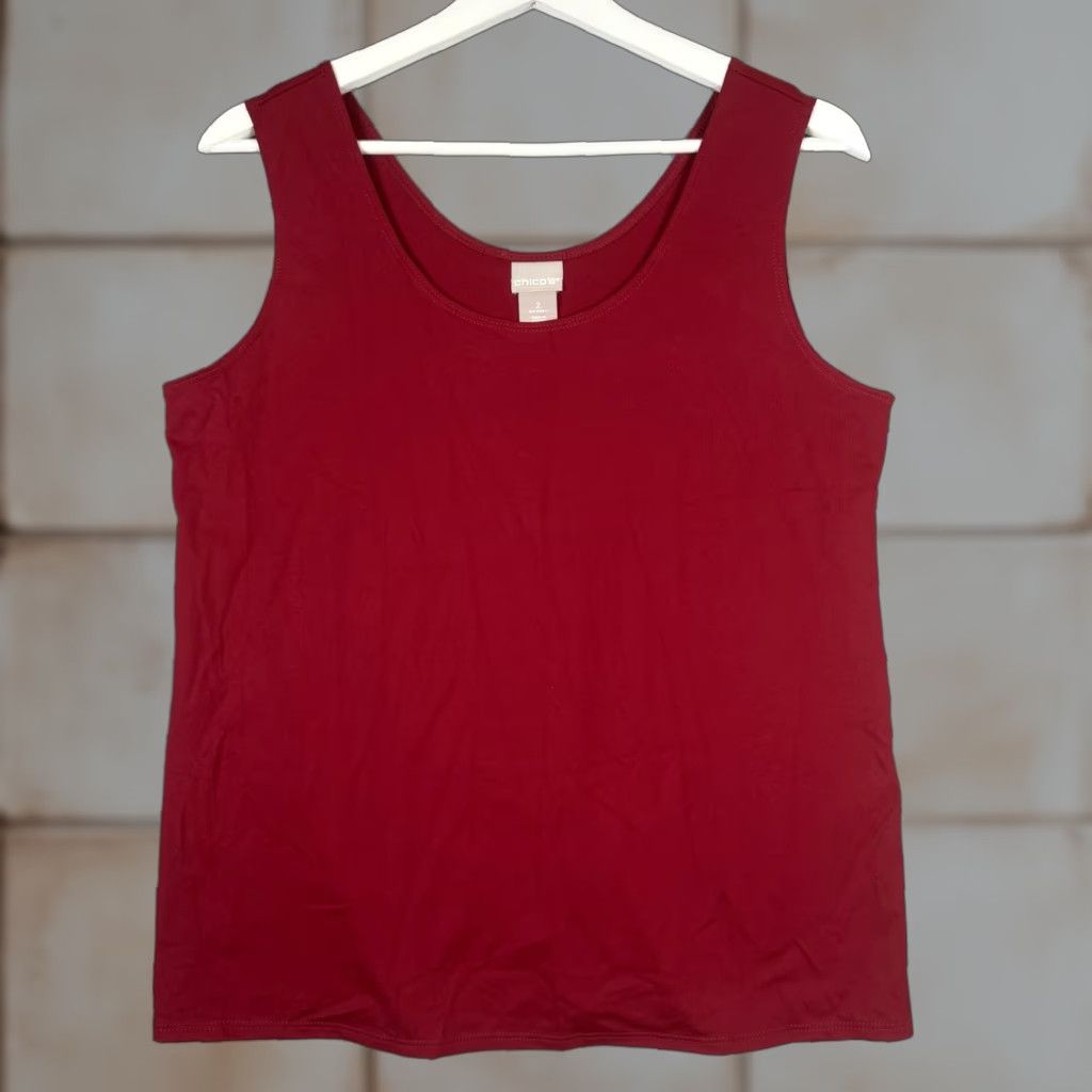 Vintage Chico's Tank Top Shirt Red Sleeveless Women Size L US 2 Regular Tank Shirt Women Reds Size L / US 10 / IT 46 - 1 Thumbnail