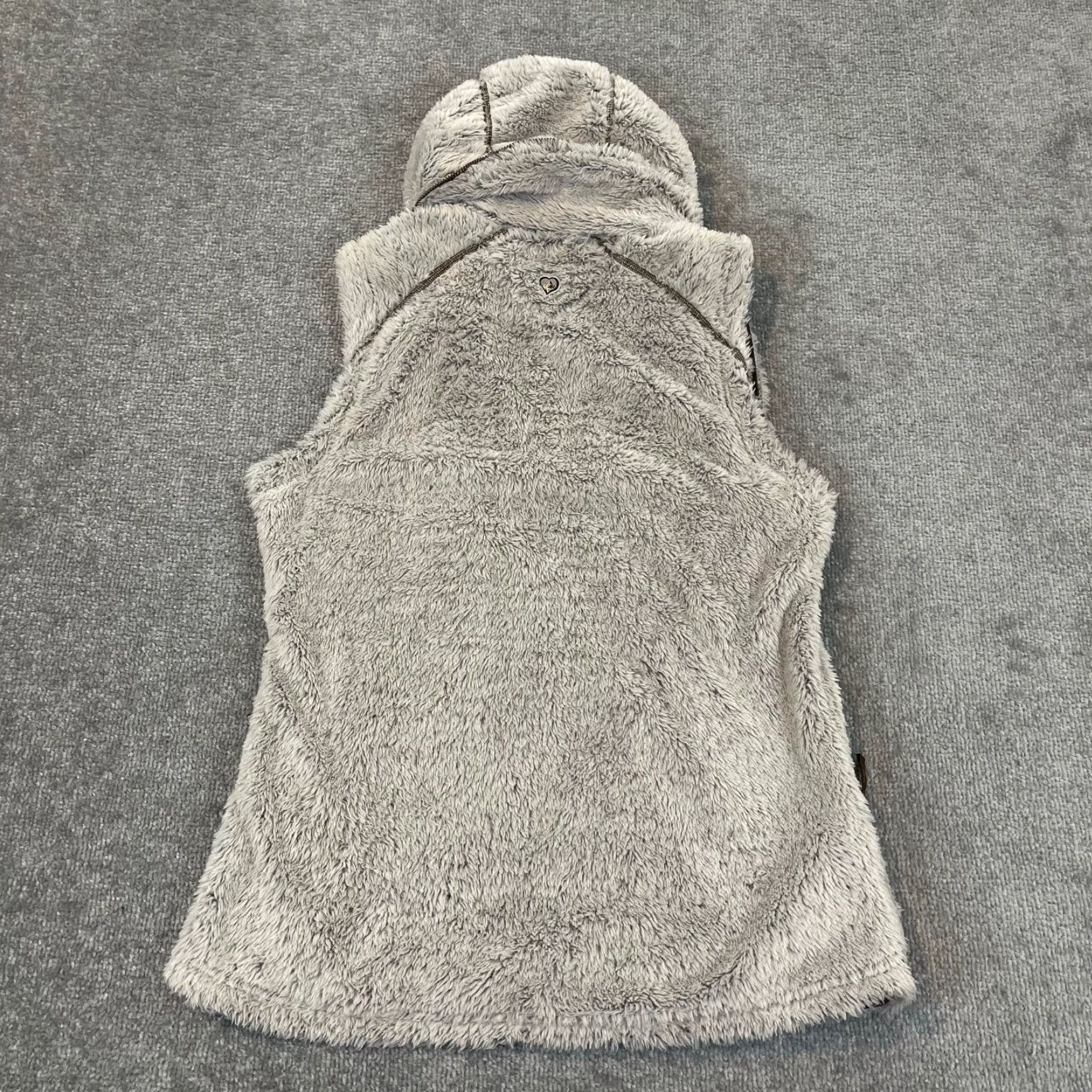 Vintage KUHL Vest Womens M White Fuzzy Fleece Flight Full Zip Hooded Jacket Hiking - Gray Size M / US 6-8 / IT 42-44 - 2 Thumbnail