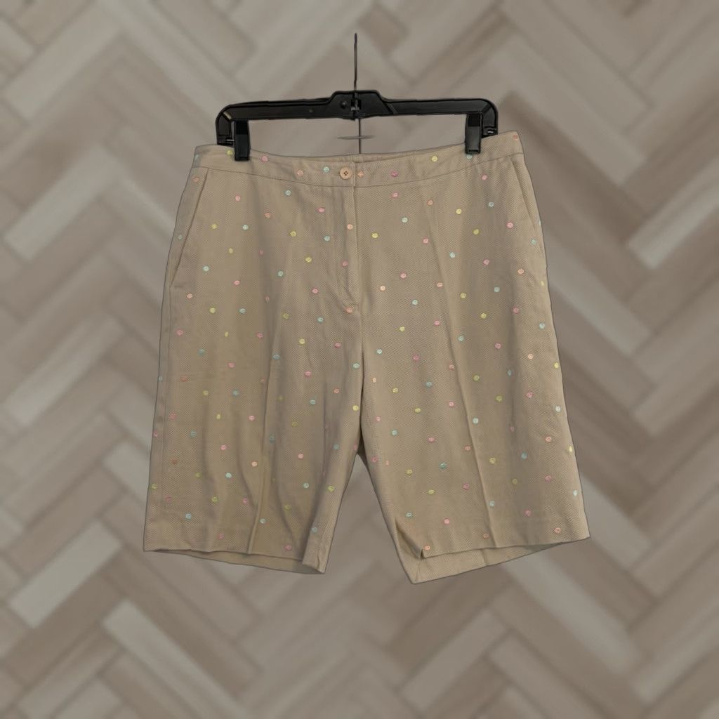 Vintage EP Pro Golf Shorts Women Polka Dot Beige Flat Front 12 Be​ige Athletic Pockets Stretch Golf Tennis Womens Size 34" / US 12 / IT 48 - 1 Thumbnail