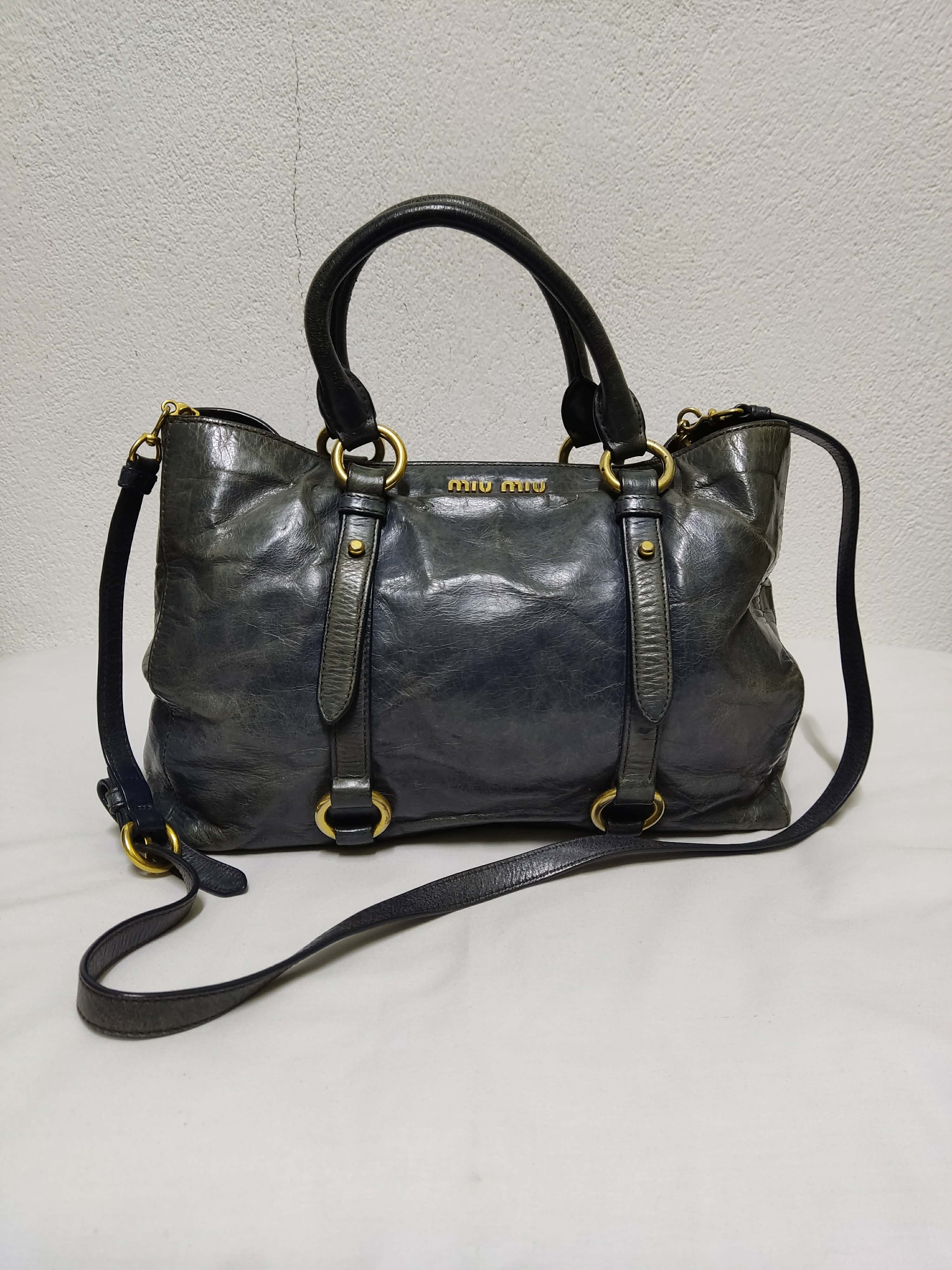 Miu Miu Authentic MIU MIU Vitello Lux Leather Handbag / Tote Bag Size ONE SIZE - 1 Thumbnail
