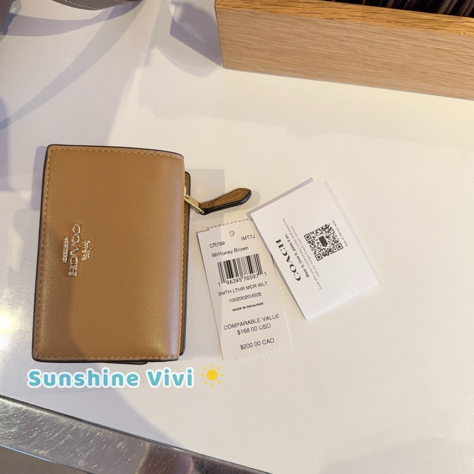 Coach NWT Coach CR799 Smooth Leather Micro Wallet Honey Brown Size ONE SIZE - 3 Thumbnail