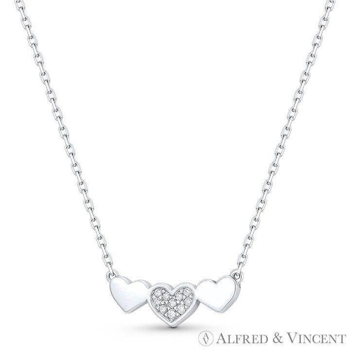 Other Triple-Heart Charm CZ Crystal Charm Pendant & Necklace Size ONE SIZE - 1 Preview