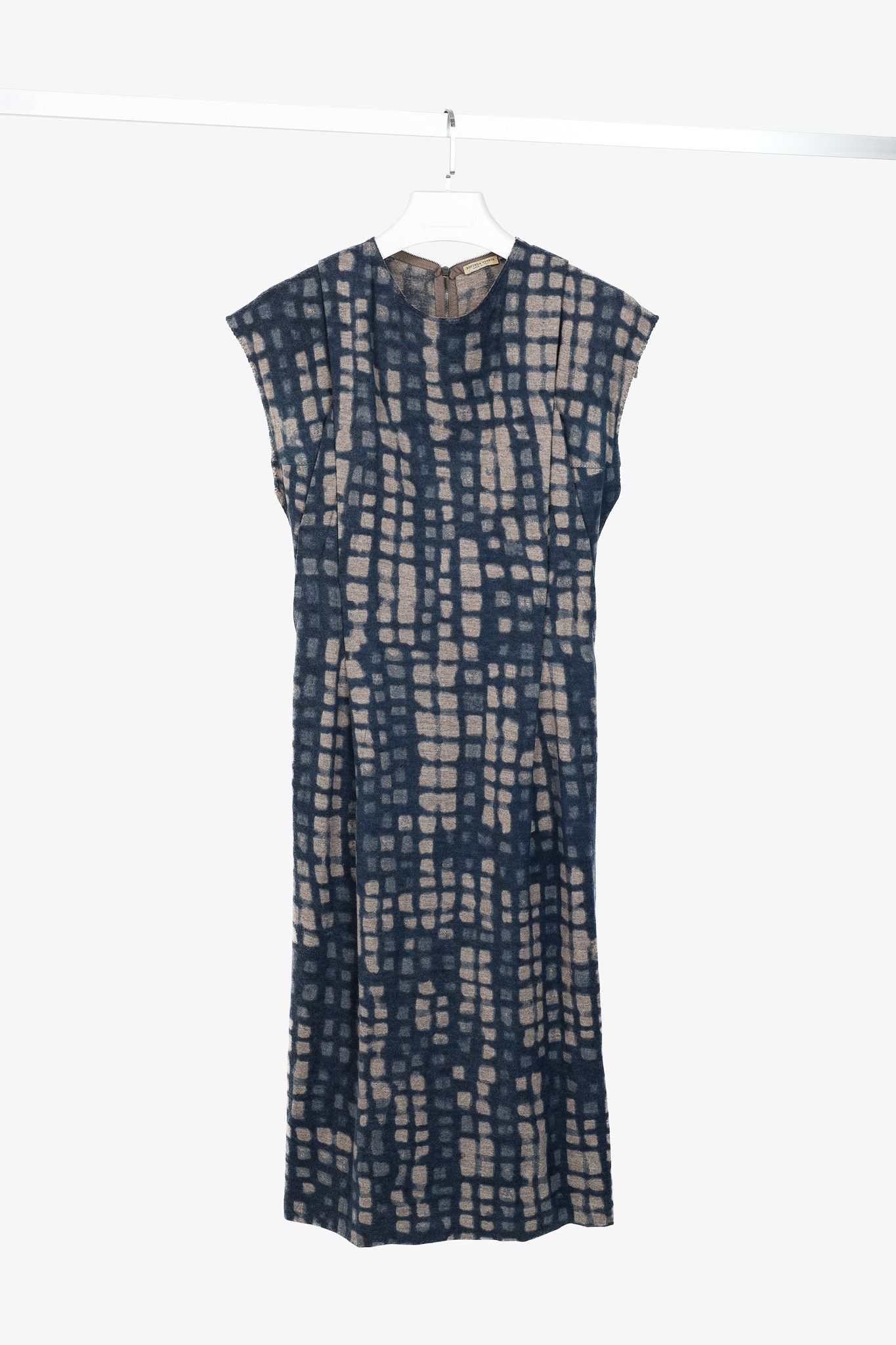 Bottega Veneta Bottega Veneta Blue & Grey Printed Wool Dress Size M / US 6-8 / IT 42-44 - 1 Thumbnail