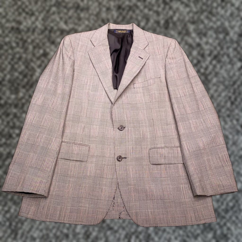 Brooks Brothers VINTAGE Brooks Brothers Blazer 41R Gray Houndstooth Wool Sport Coat Mens Jacket Single-Breasted Two-Button Notch Lapel Plaid Regular Fit Long Coat Size 42R - 1 Thumbnail