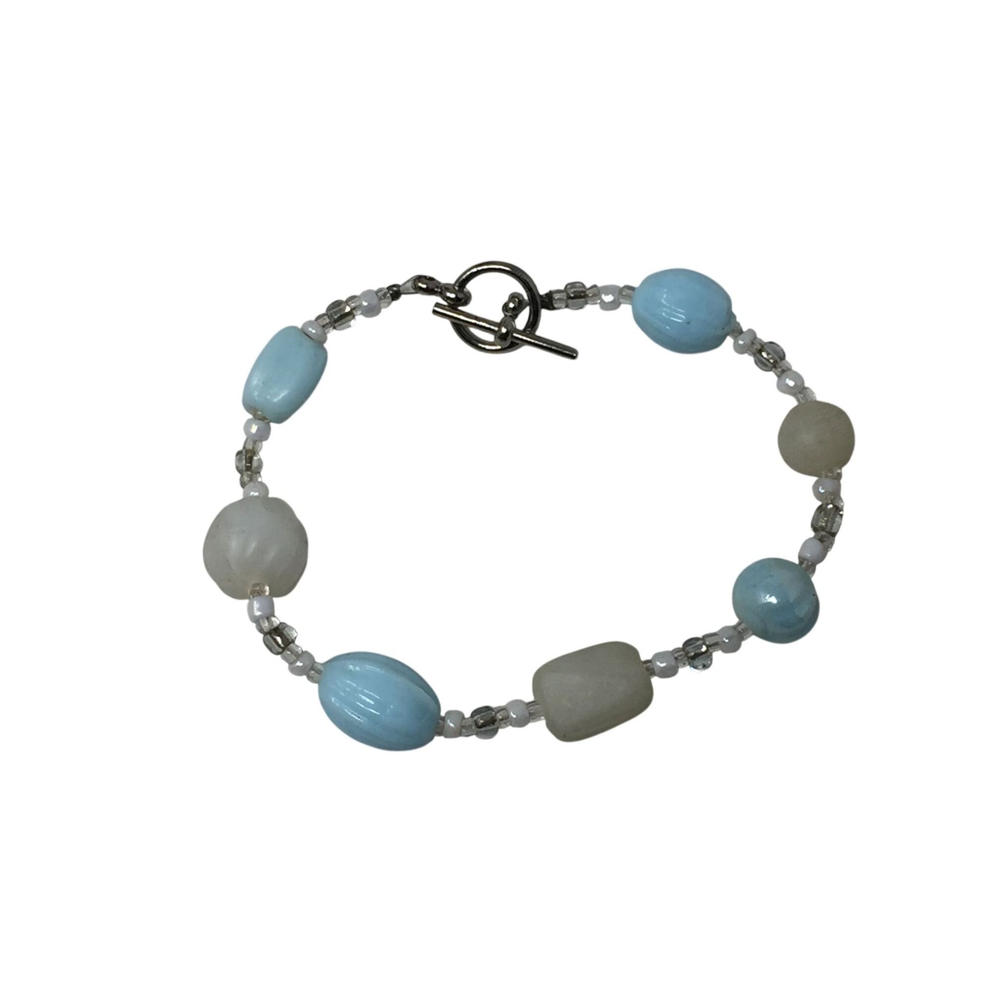 Other Women's Blue, Silver and White Beaded Bracelet with Toggle C Size ONE SIZE - 3 Thumbnail