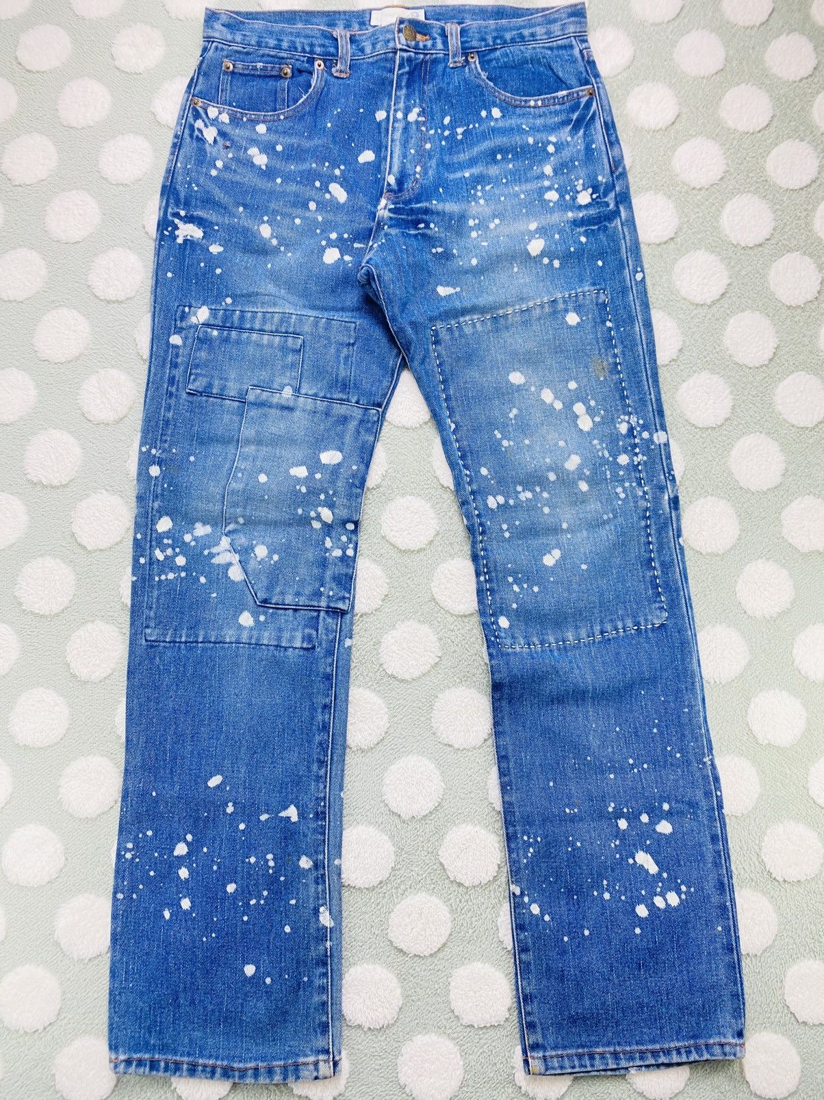 Japanese Brand Japanese boro-style custom patchwork paint-splatter jeans Size US 32 / EU 48 - 2 Thumbnail
