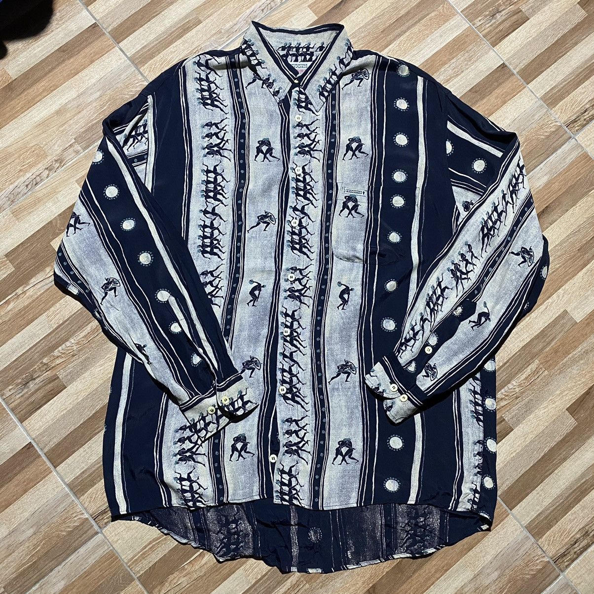 image of Archival Clothing x Italian Designers Renoma Italy All Over Print L/s Button Shirt in Black (Size L