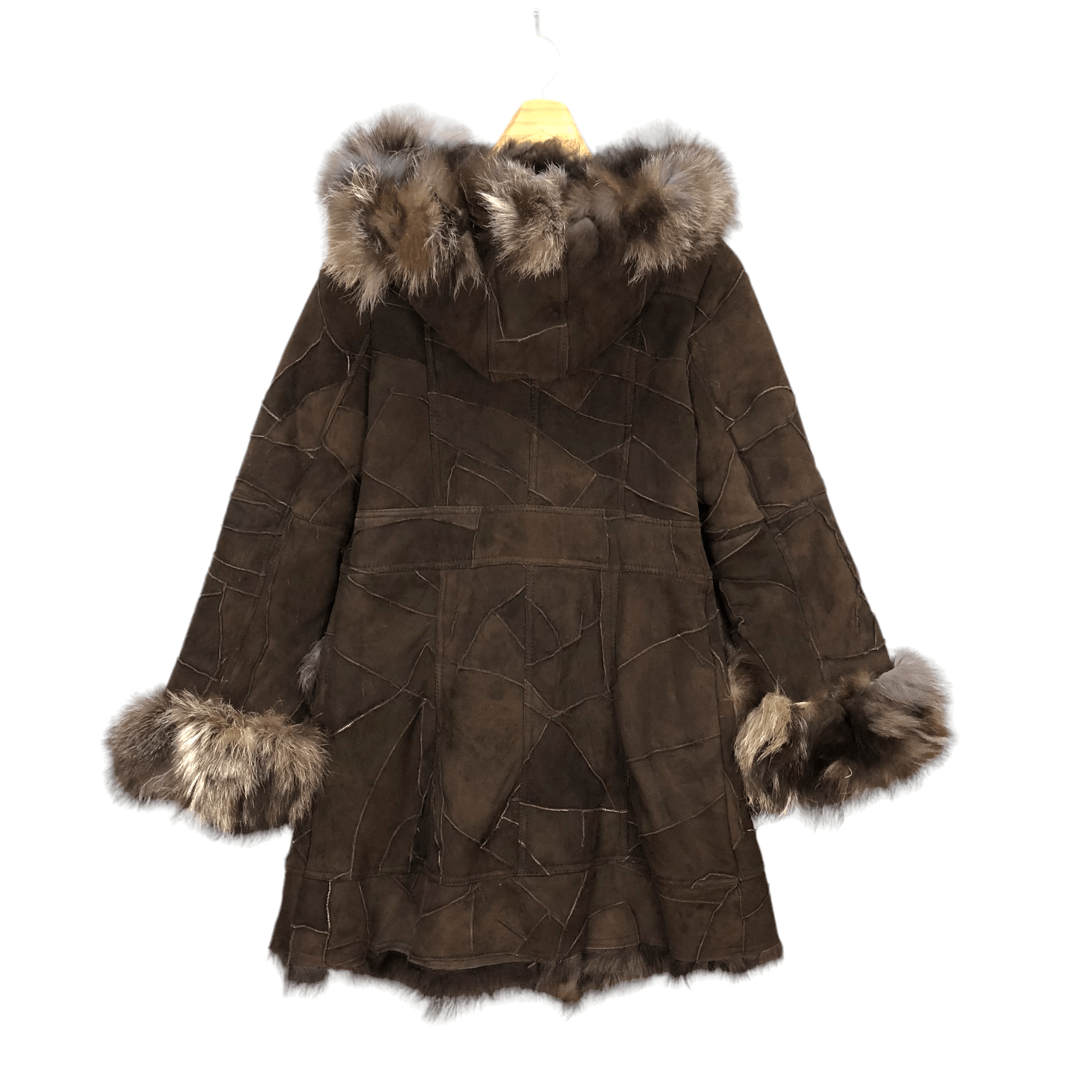 Fox Racing PATCHWORK SHEEP SKIN SILVER FOX FUR OVERCOAT #5752-205 Size S / US 4 / IT 40 - 12 Thumbnail