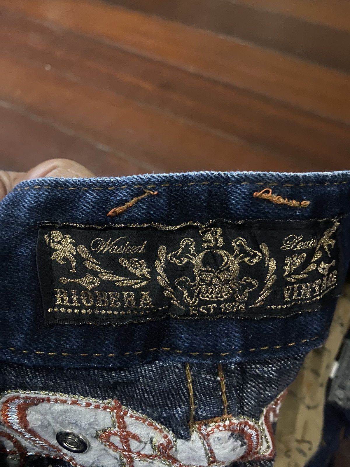 JNCO FIRE 🔥 RIOBERA DENIM FLARE JEANS LOW RISE EMBROIDERED STUDD Size 34" / US 12 / IT 48 - 12 Thumbnail