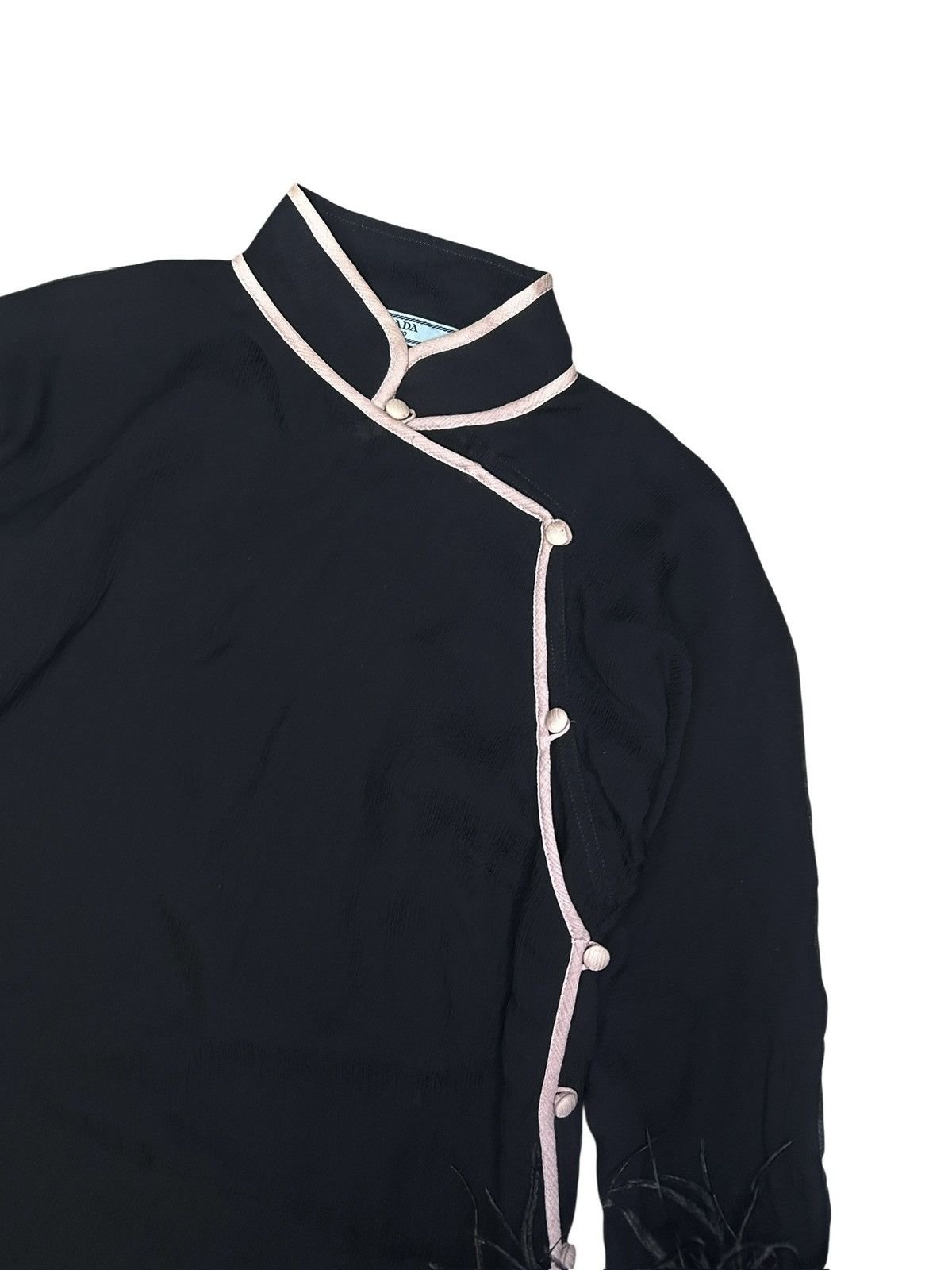 Prada S/S 17 Feather Trim Silk Top Size M / US 6-8 / IT 42-44 - 3 Thumbnail