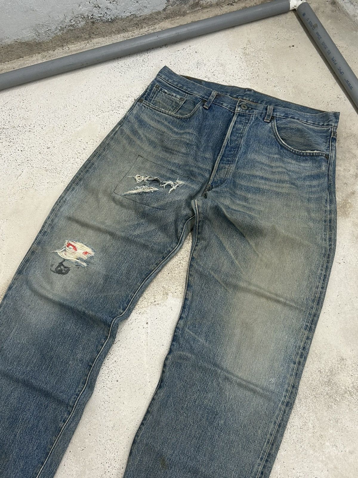 Levi's Vintage Levis 501 Baggy Jeans Selvedge Dirty Washed Size US 34 / EU 50 - 4 Thumbnail