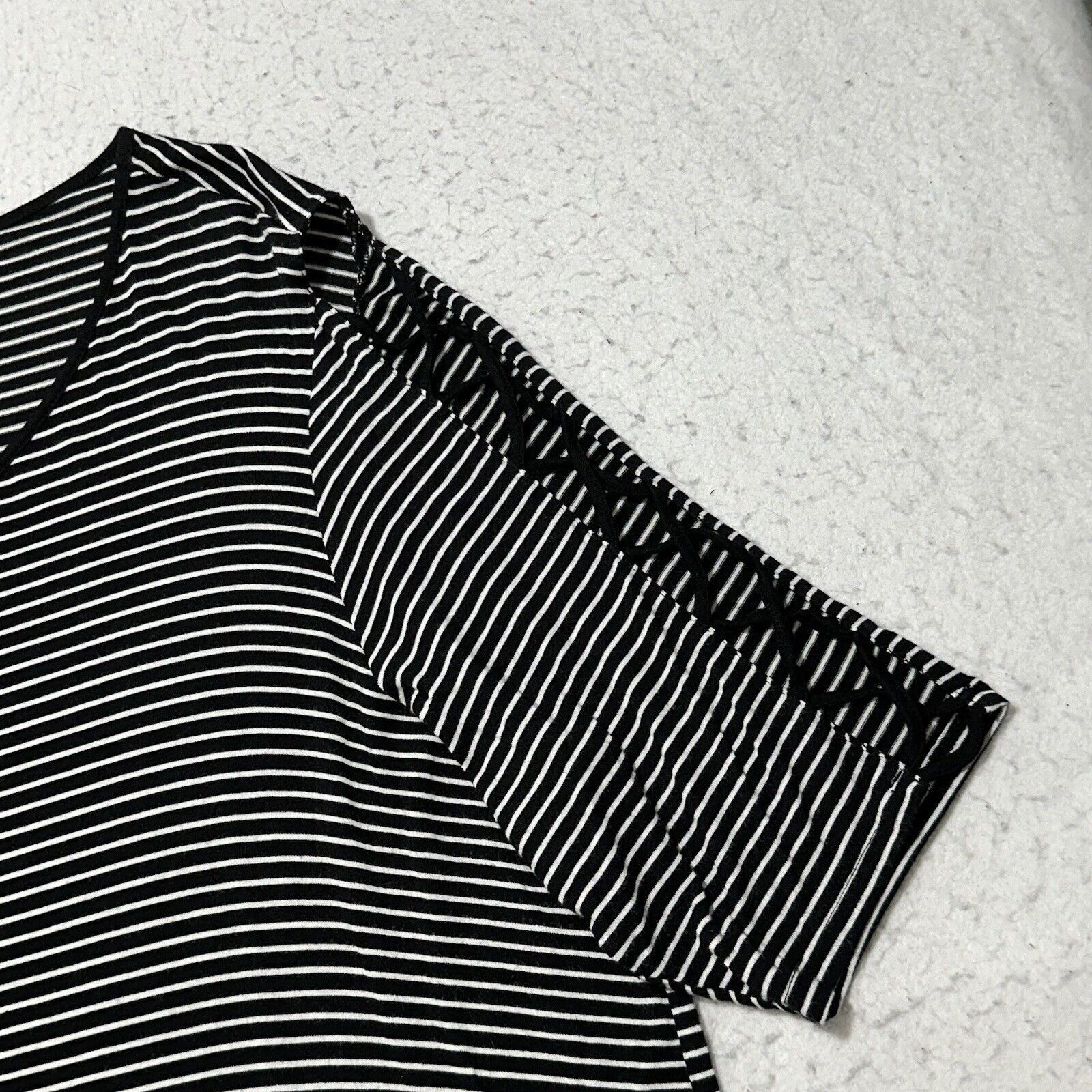 Other Cato 22/24W Lightweight Black White Striped Blouse Top Size 4XL / US 24-26 - 5 Thumbnail