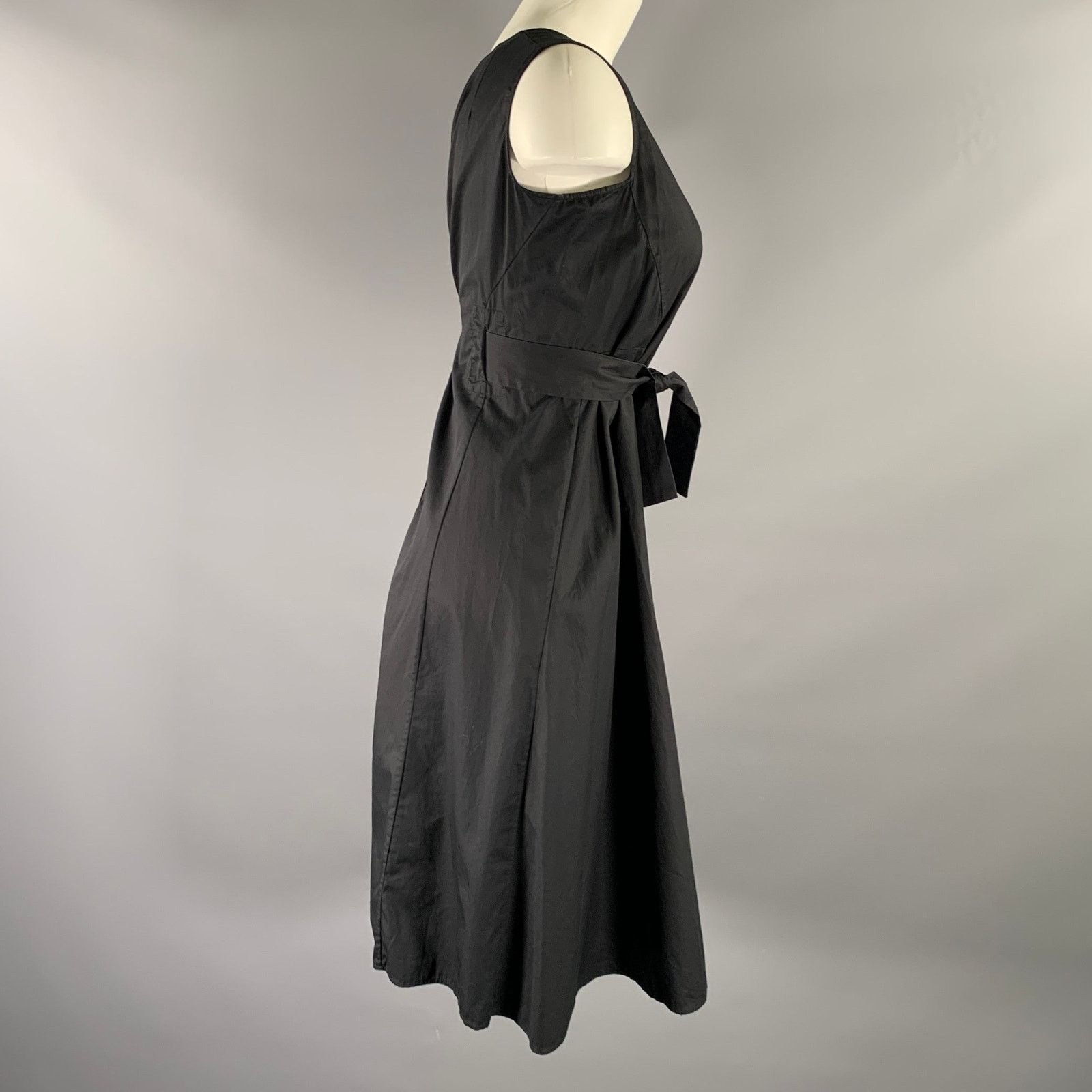 Jil Sander JIL SANDER Size 2 Black Cotton Open back Knee-Length Dress Size XS / US 0-2 / IT 36-38 - 3 Thumbnail