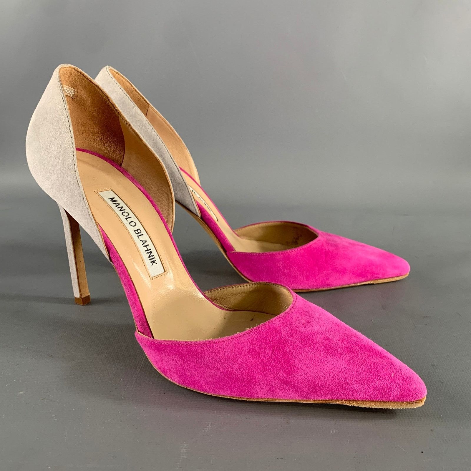 Manolo Blahnik MANOLO BLAHNIK 9.5 Pink Grey Suede Pointed Toe Pumps Size US 9.5 / IT 39.5 - 1 Thumbnail