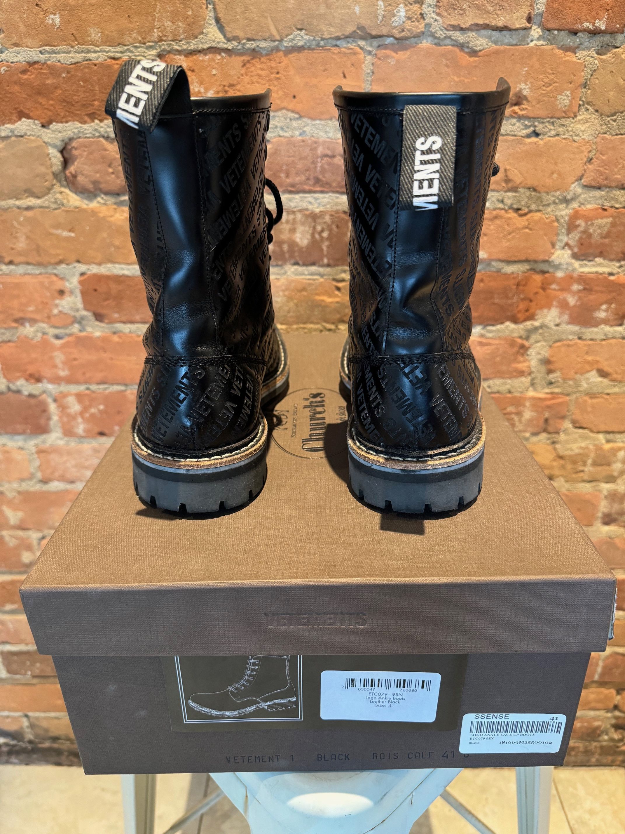 Church's × Vetements Vetements x Church’s Combat Boots – Black Rois Calf Leather Size US 8 / EU 41 - 3 Thumbnail