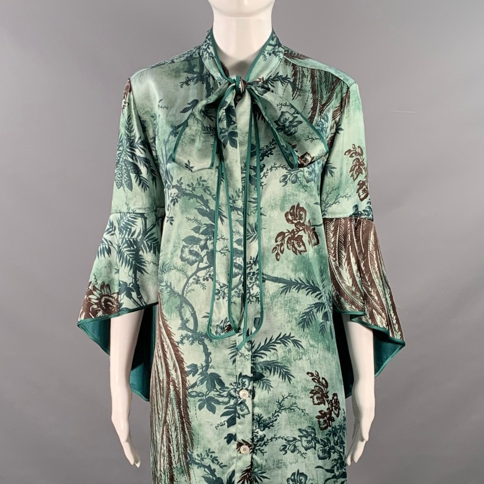 F.R.S F.R.S. Size M Green Brown Cupro Graphic Pajama Pantsuit Size 32" / US 10 / IT 46 - 2 Thumbnail