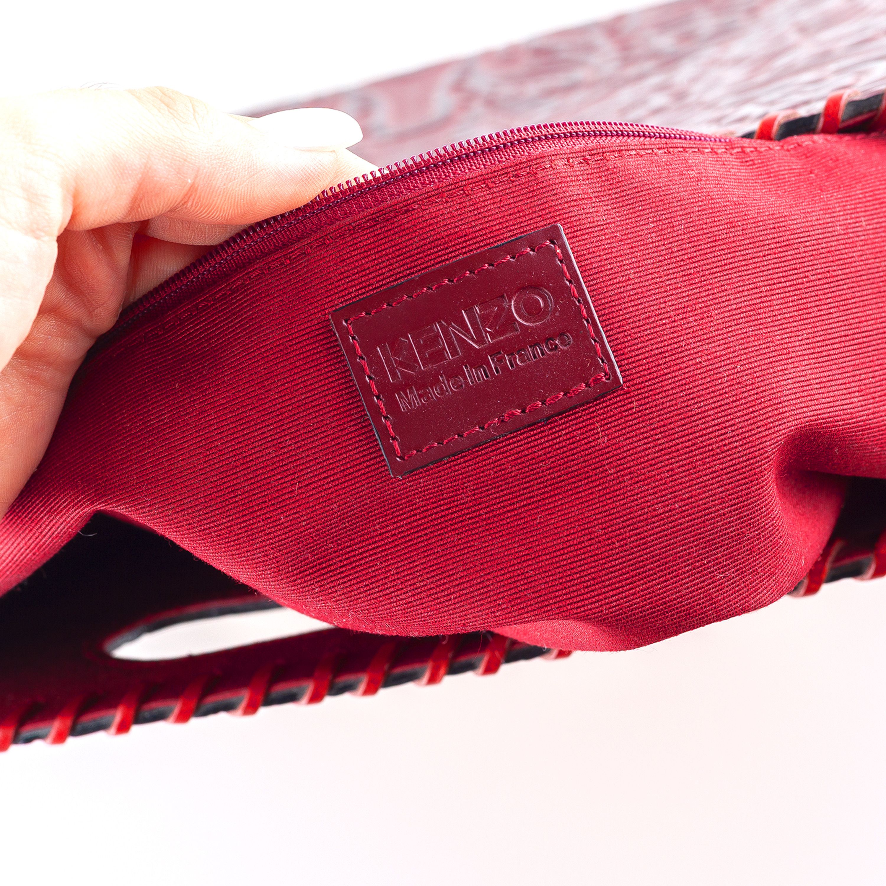 Kenzo Kenzo Burgundy Rigid Embossed Vintage Hand Bag Size ONE SIZE - 4 Thumbnail