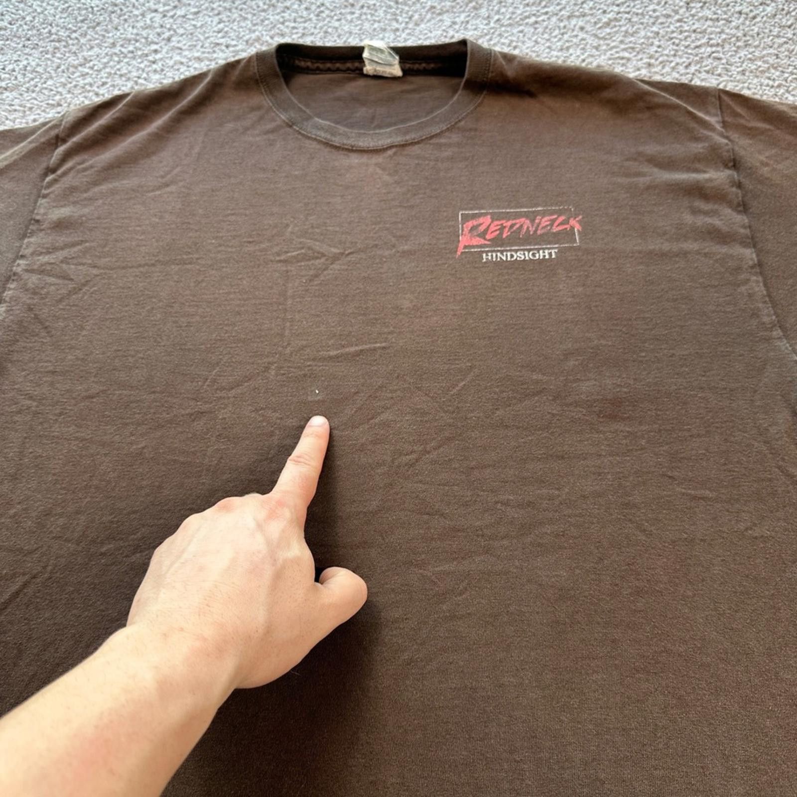 Delta Vintage 90s Redneck Hindsight T-Shirt Brown Mens Funny L Size US L / EU 52-54 / 3 - 6 Thumbnail