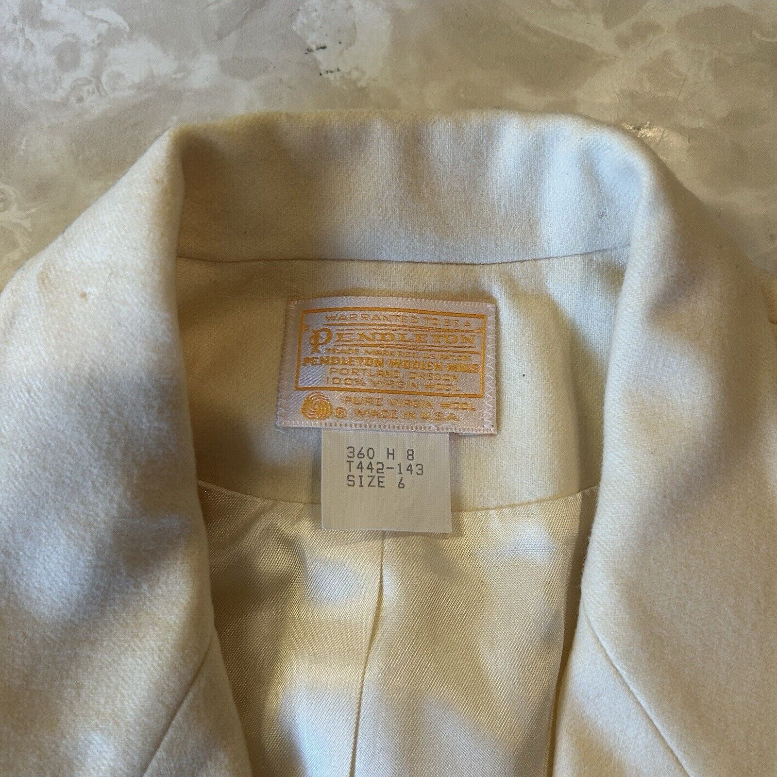 Pendleton Miss Pendleton VTG Cream Ivory One Button Wool Blazer Jacket Size M / US 6-8 / IT 42-44 - 2 Thumbnail