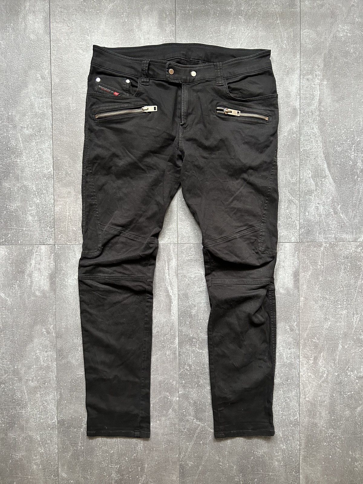 image of Biker Denim x Diesel Vintage Biker Skinny Fit Pocket Diesel Balmain Style Pants in Black (Size 34)