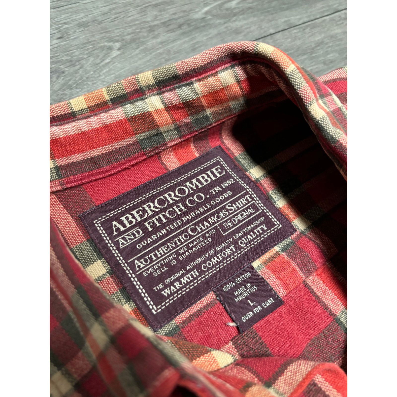 Abercrombie & Fitch × Vintage VTG Abercrombie & Fitch Flannel Button Lined Shirt Sz L Red Size US L / EU 52-54 / 3 - 2 Thumbnail