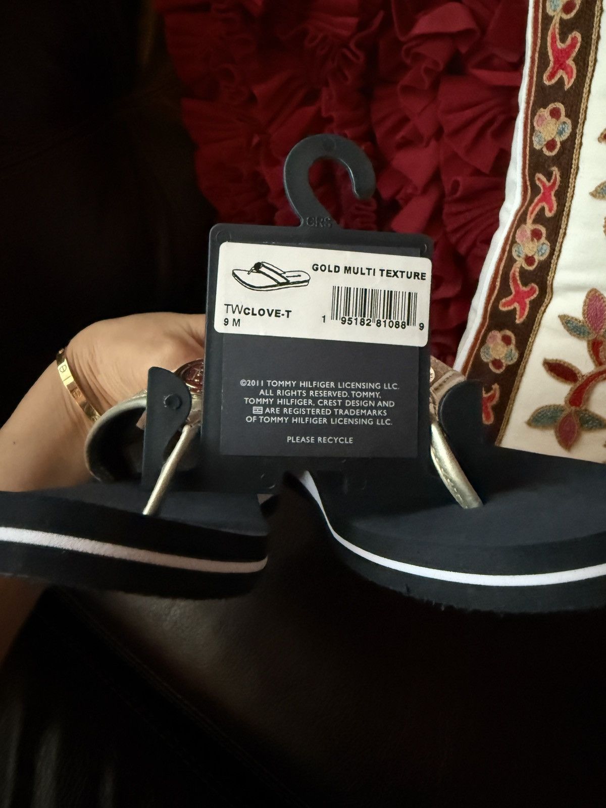 Tommy Hilfiger TOMMY HILFIGER Glitter Sandals Flip flops 9 Womens Navy Gold Size US 9 / IT 39 - 4 Thumbnail