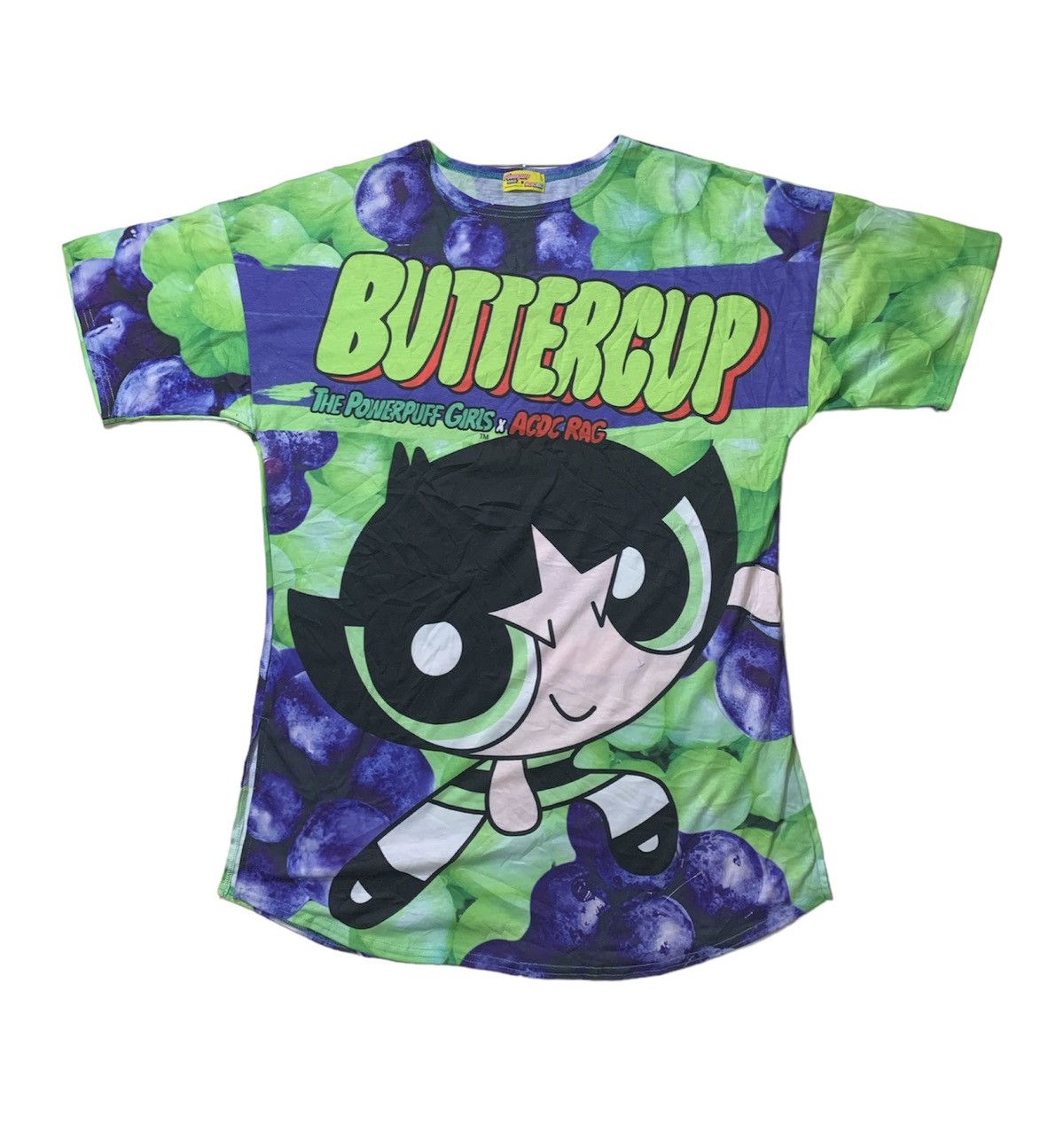 Image of 2000S Acdc Rag X Powerpuff Girl - Fullprinted Top in Purple, Men's (Size XL)