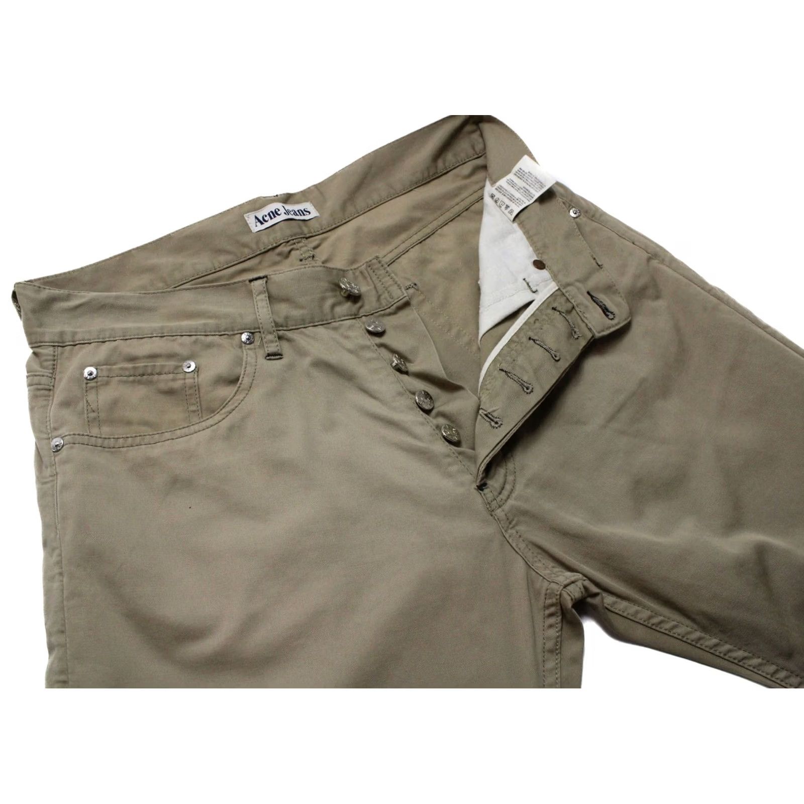 Vintage ACNE JEANS Trousers Men W31/L32 Button Fly Brown Dark Beige Regular Cotton Size US 31 - 4 Thumbnail